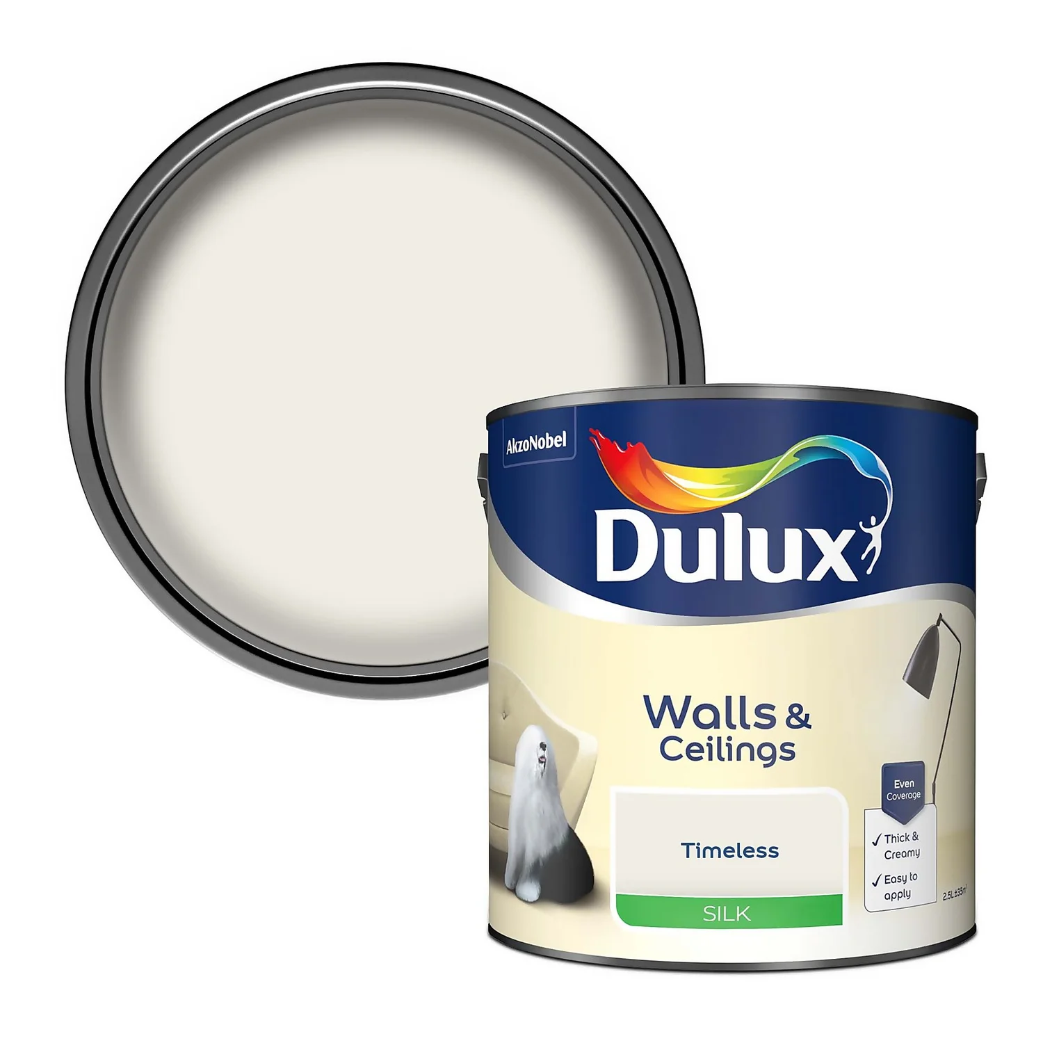 Dulux Silk Emulsion Paint Timeless - 2.5L 3 Dulux Silk Emulsion Paint Timeless - 2.5L