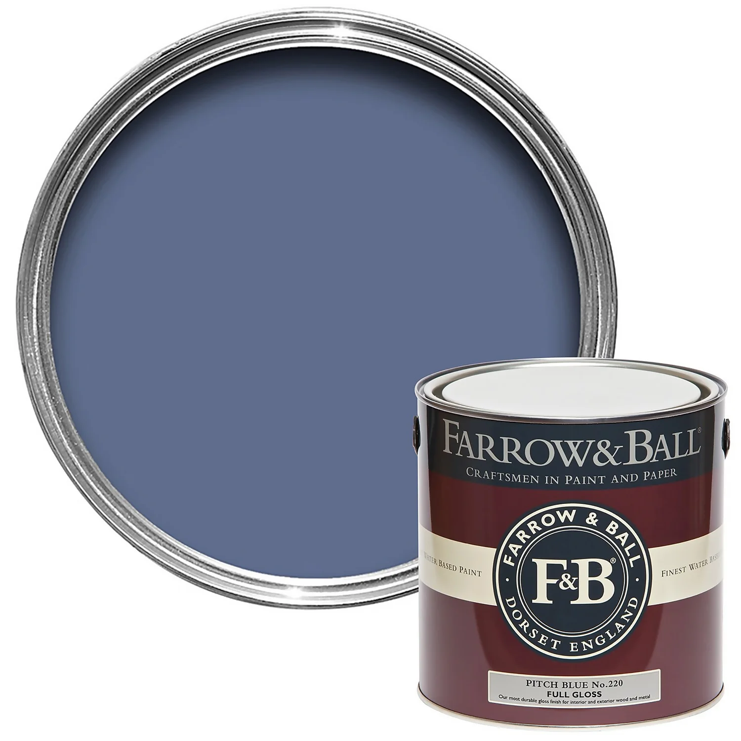 Farrow & Ball Full Gloss Paint Pitch Blue - 2.5L 3 Farrow & Ball Full Gloss Paint Pitch Blue - 2.5L