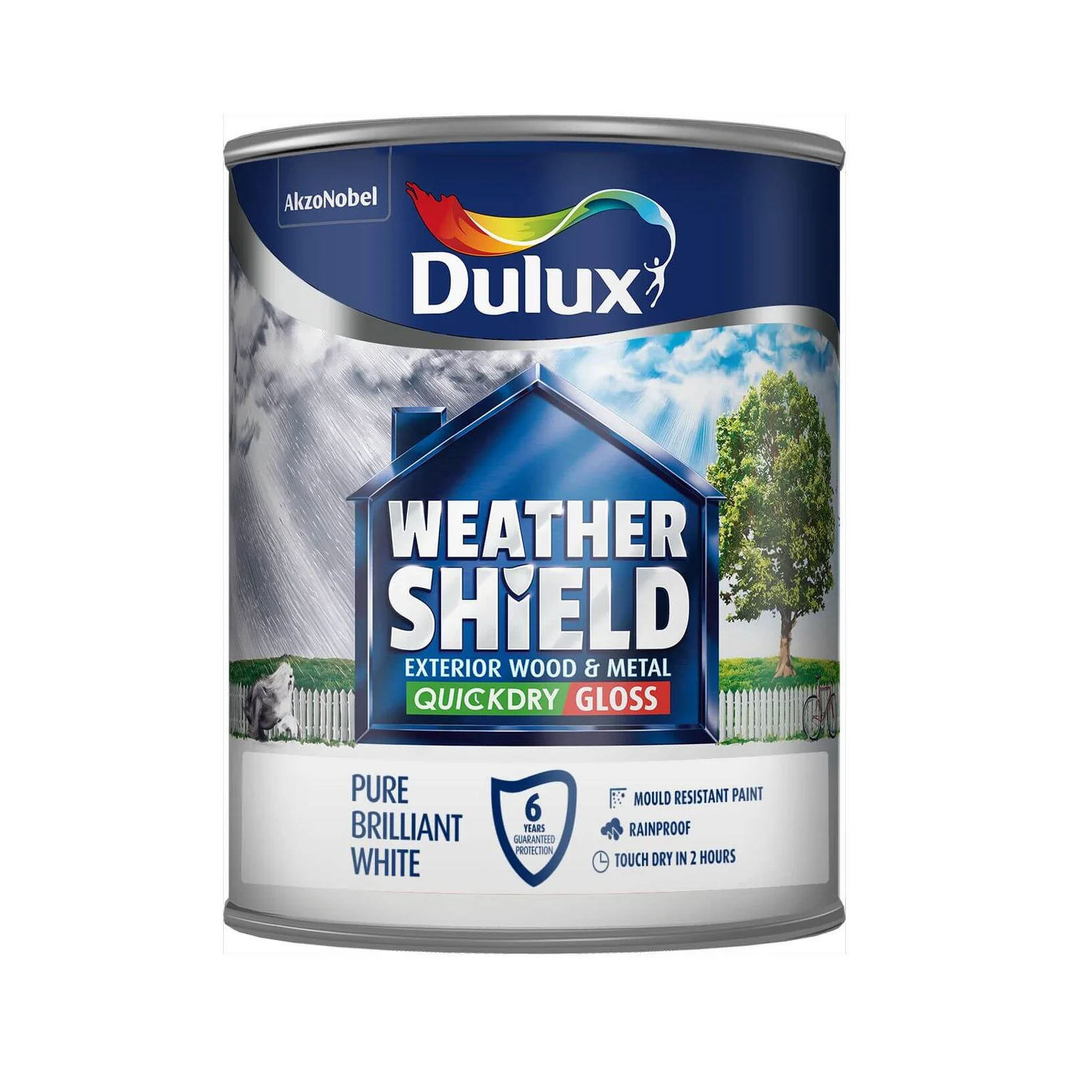 Dulux Weathershield Exterior Quick Dry Gloss Paint Pure Brilliant White - 750ml 4 Dulux Weathershield Exterior Quick Dry Gloss Paint Pure Brilliant White - 750ml - Image 2
