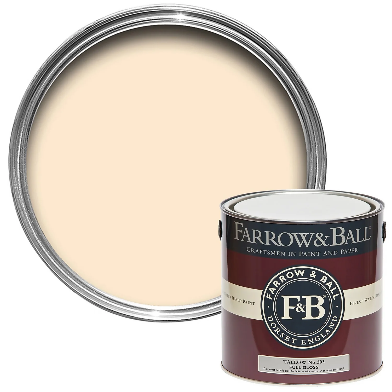Farrow & Ball Full Gloss Paint Tallow - 2.5L 3 Farrow & Ball Full Gloss Paint Tallow - 2.5L