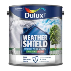 Dulux Weathershield Exterior Quick Dry Gloss Paint Pure Brilliant White - 2.5L -Laura Paint Shop 12804496 8254833216138324