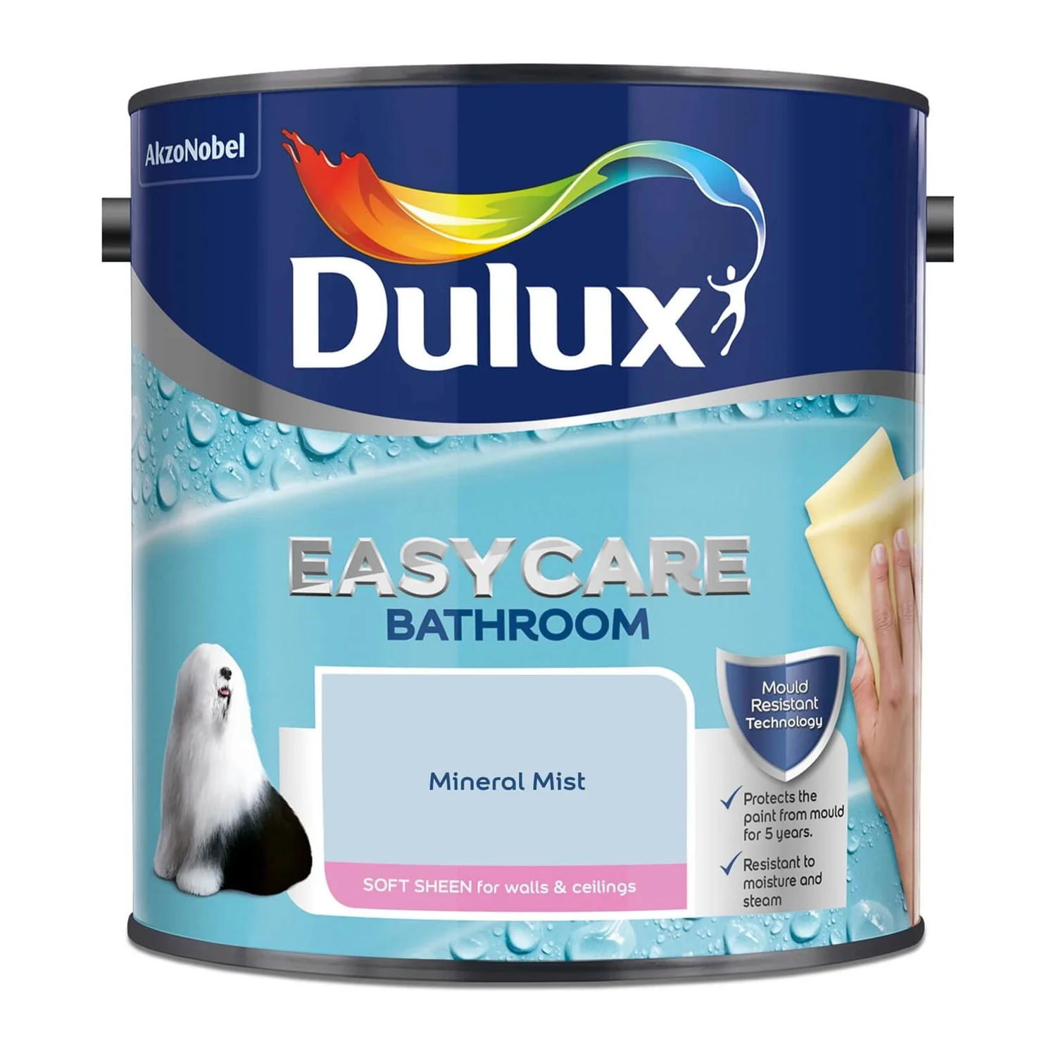 Dulux Easycare Bathroom Mineral Mist Blue - Soft Sheen Paint - 2.5L 6 Dulux Easycare Bathroom Mineral Mist Blue - Soft Sheen Paint - 2.5L - Image 4