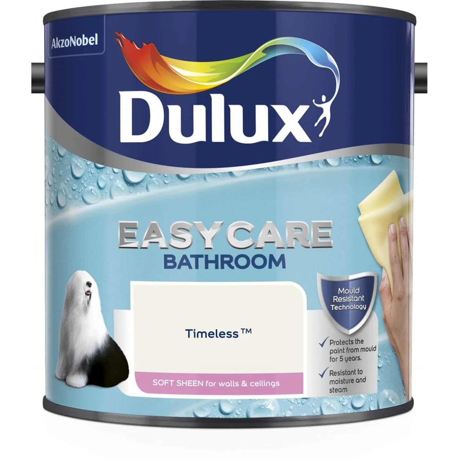 Dulux Easycare Bathroom Timeless Soft Sheen Paint - 2.5L 4 Dulux Easycare Bathroom Timeless Soft Sheen Paint - 2.5L - Image 2