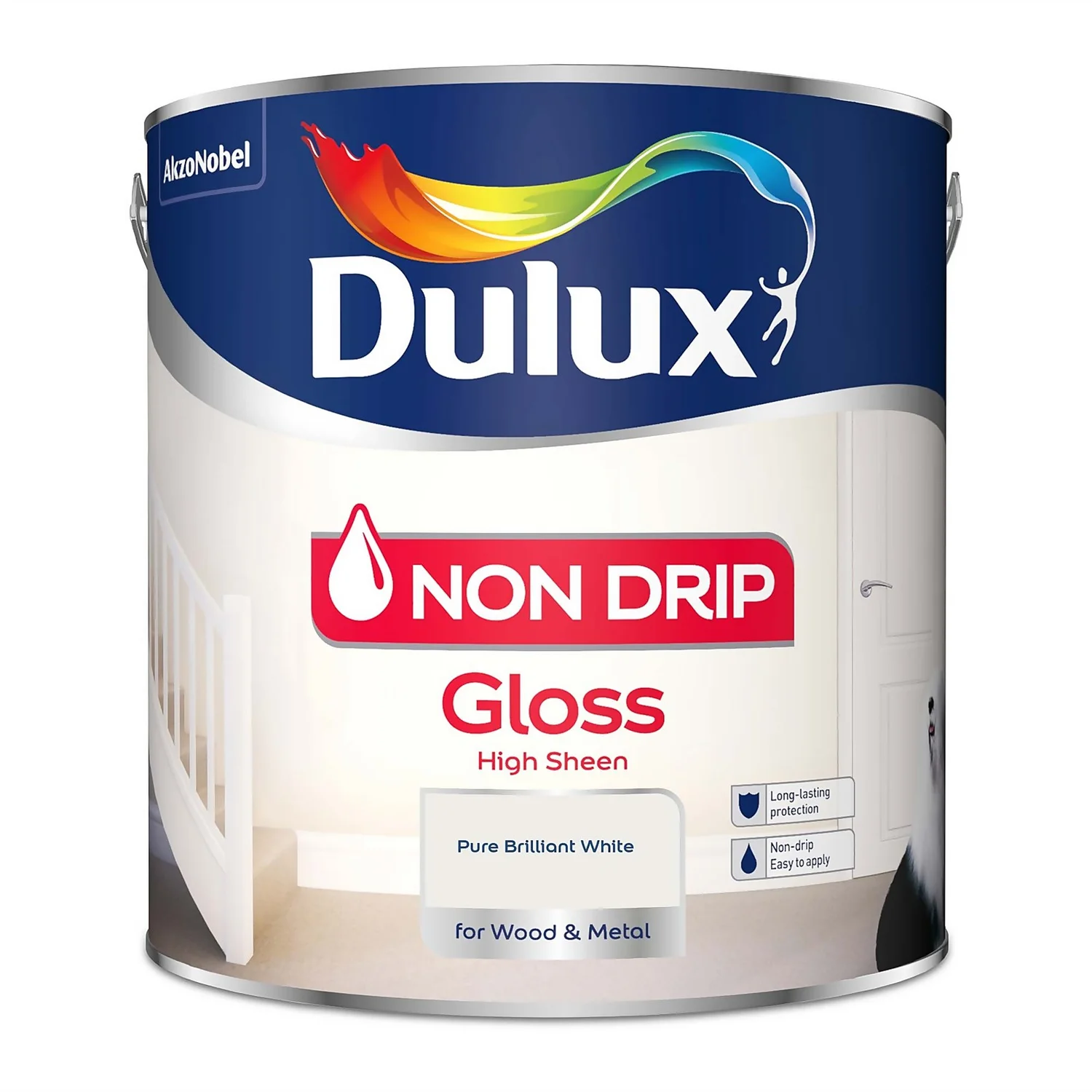 Dulux Non Drip Gloss Paint Pure Brilliant White - 2.5L 5 Dulux Non Drip Gloss Paint Pure Brilliant White - 2.5L - Image 3