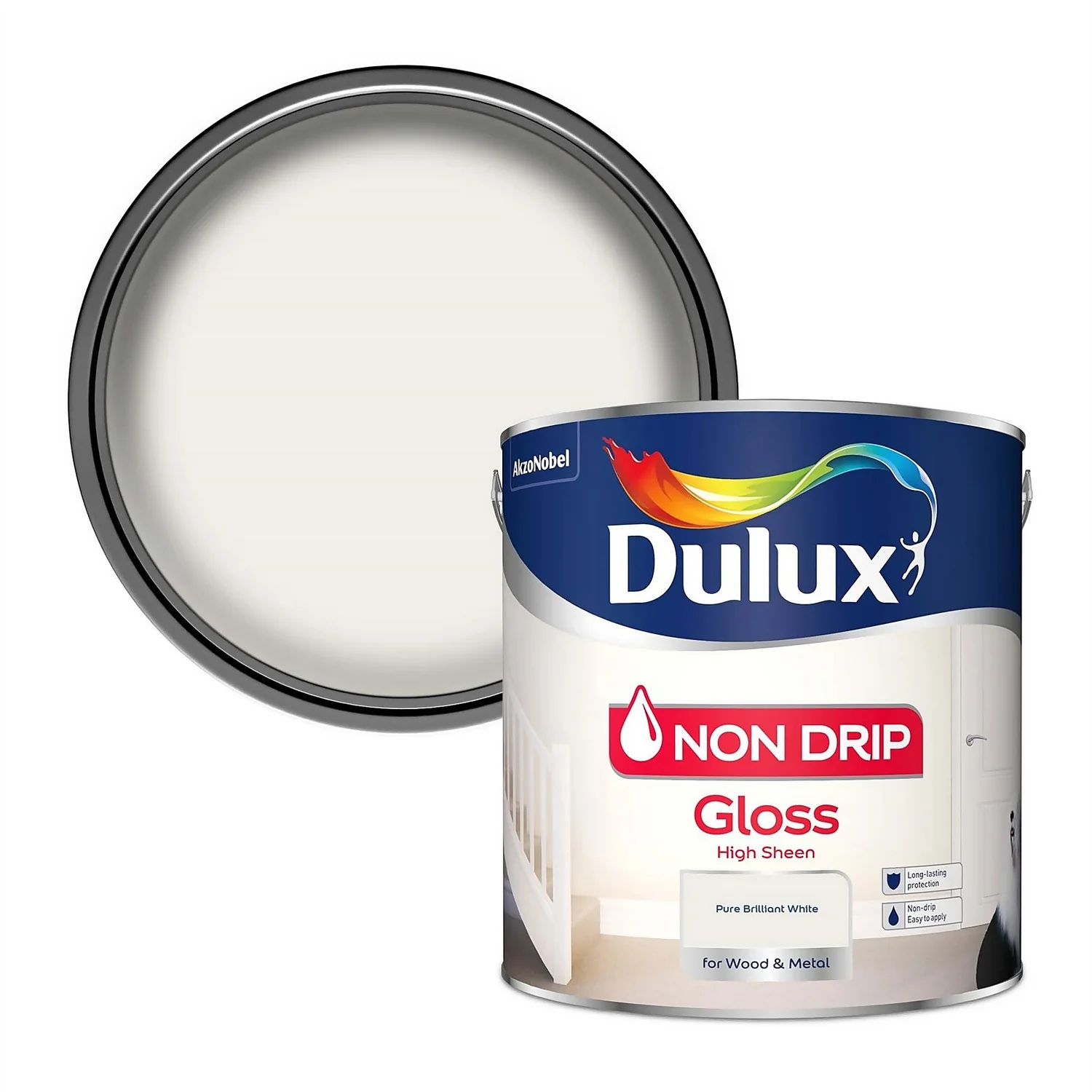 Dulux Non Drip Gloss Paint Pure Brilliant White - 2.5L 3 Dulux Non Drip Gloss Paint Pure Brilliant White - 2.5L