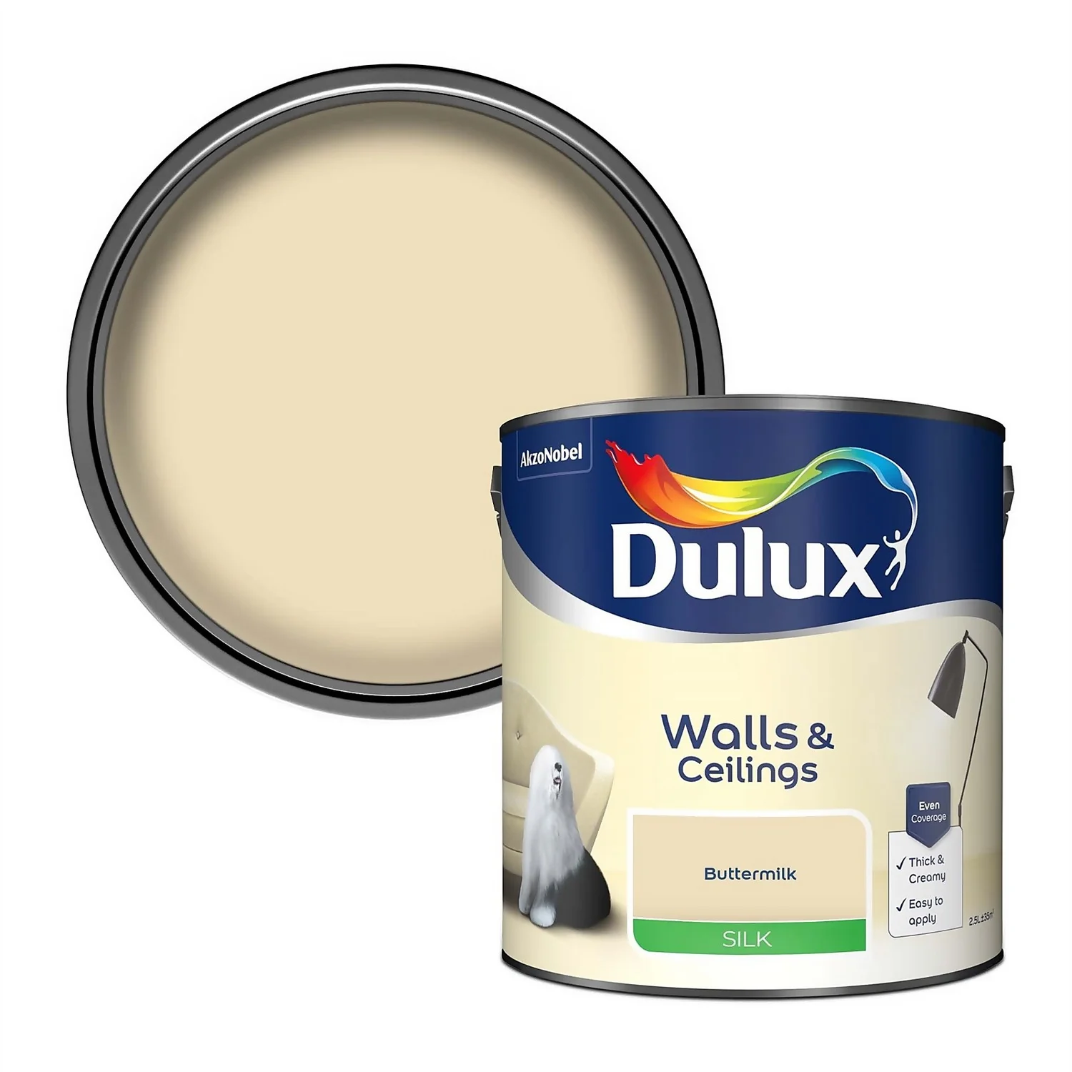 Dulux Silk Emulsion Paint Buttermilk - 2.5L 3 Dulux Silk Emulsion Paint Buttermilk - 2.5L