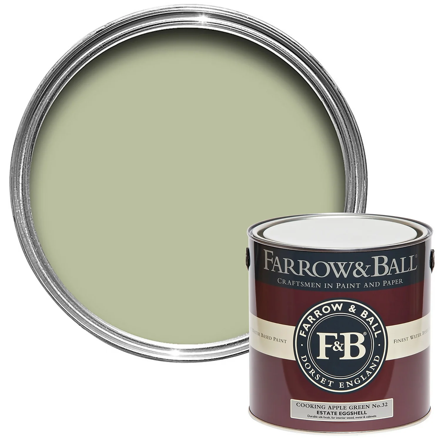 Farrow & Ball Estate Eggshell Cooking Apple Green - 2.5L 3 Farrow & Ball Estate Eggshell Cooking Apple Green - 2.5L