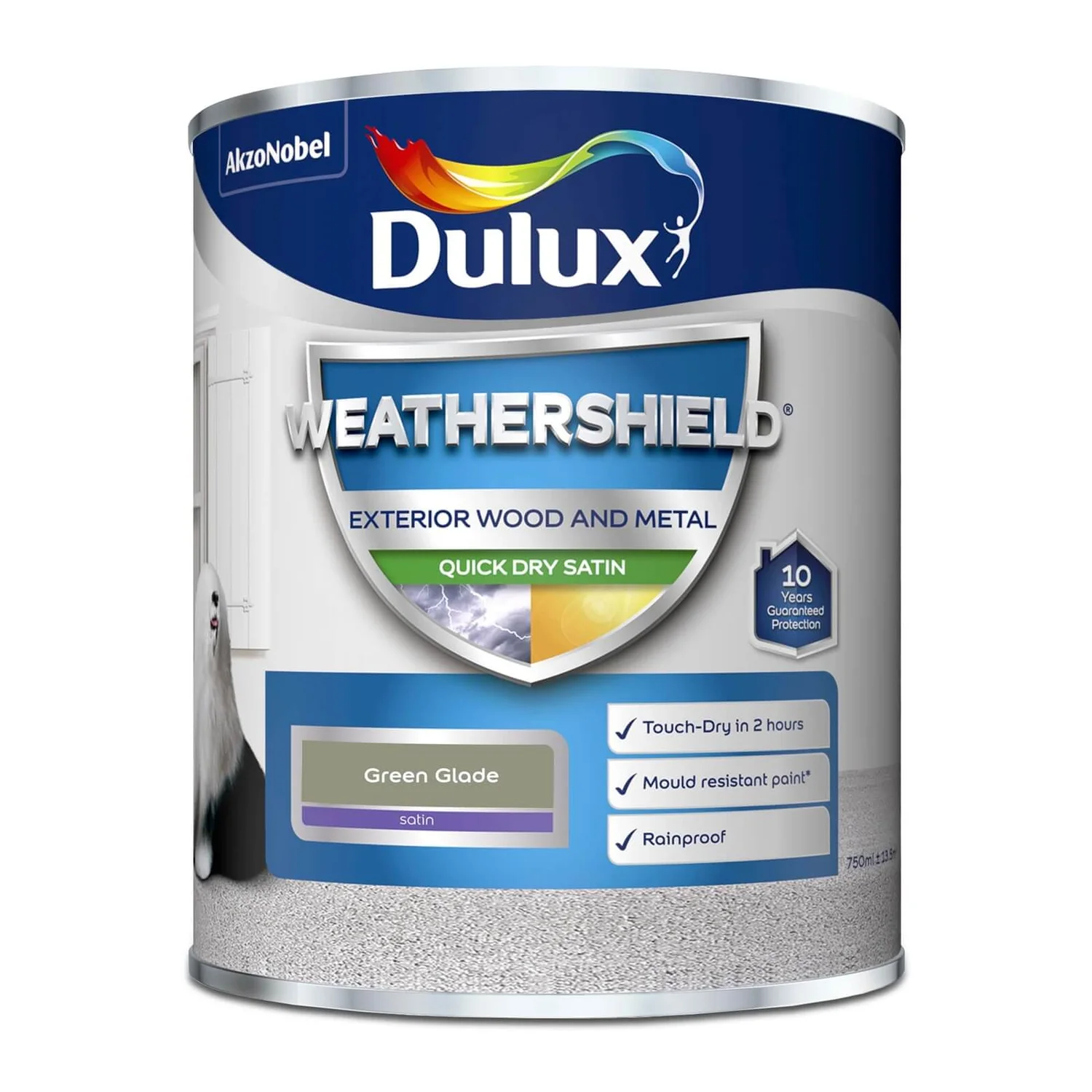 Dulux Weathershield Exterior Quick Dry Satin Paint Green Glade - 750ml 6 Dulux Weathershield Exterior Quick Dry Satin Paint Green Glade - 750ml - Image 4