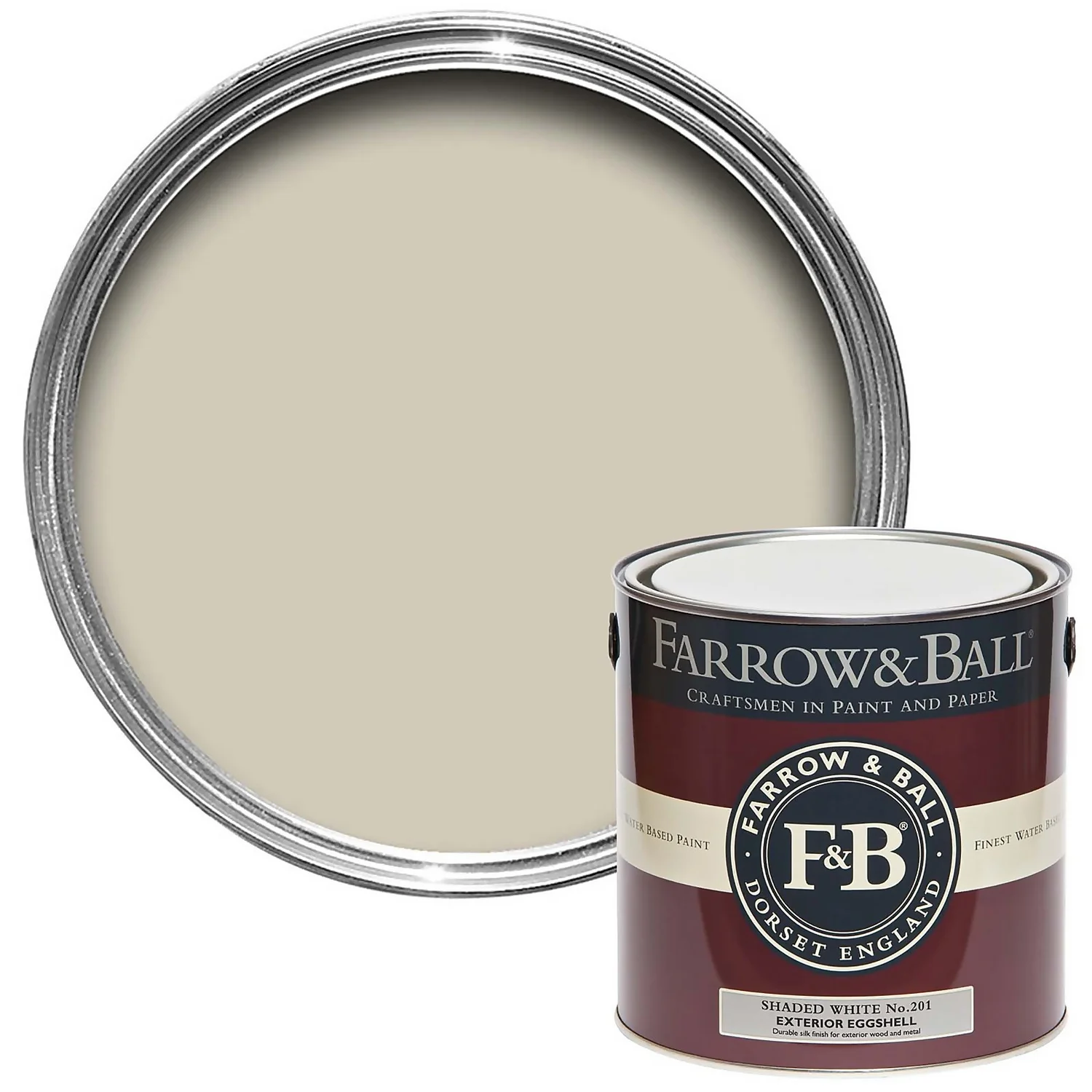 Farrow & Ball Exterior Eggshell Paint Shaded White - 2.5L 3 Farrow & Ball Exterior Eggshell Paint Shaded White - 2.5L
