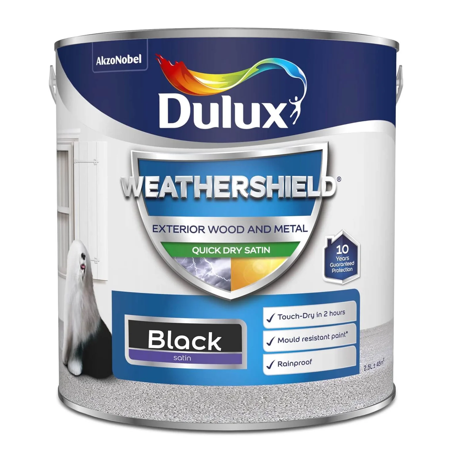 Dulux Weathershield Exterior Quick Dry Satin Paint Black - 2.5L 6 Dulux Weathershield Exterior Quick Dry Satin Paint Black - 2.5L - Image 4