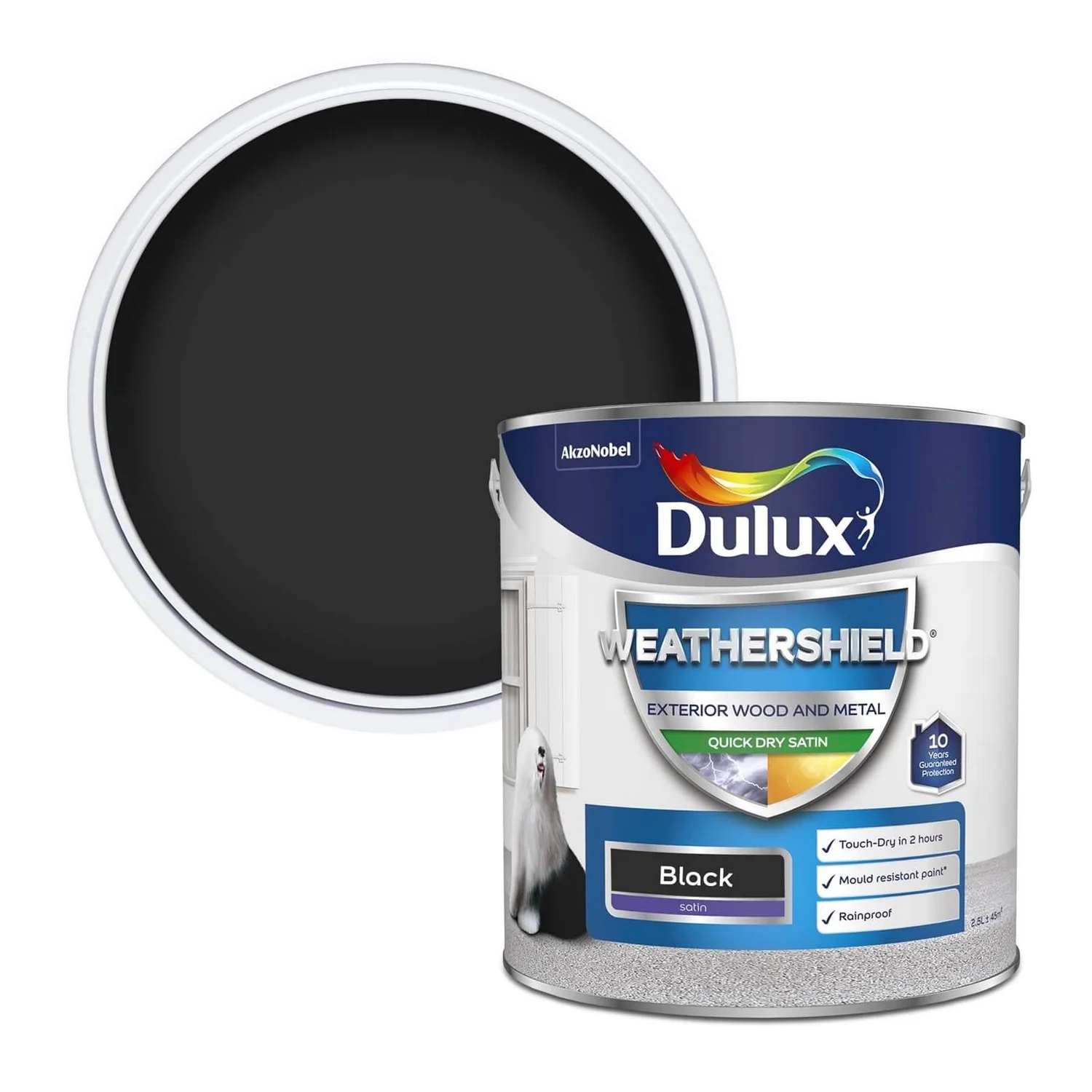 Dulux Weathershield Exterior Quick Dry Satin Paint Black - 2.5L 3 Dulux Weathershield Exterior Quick Dry Satin Paint Black - 2.5L