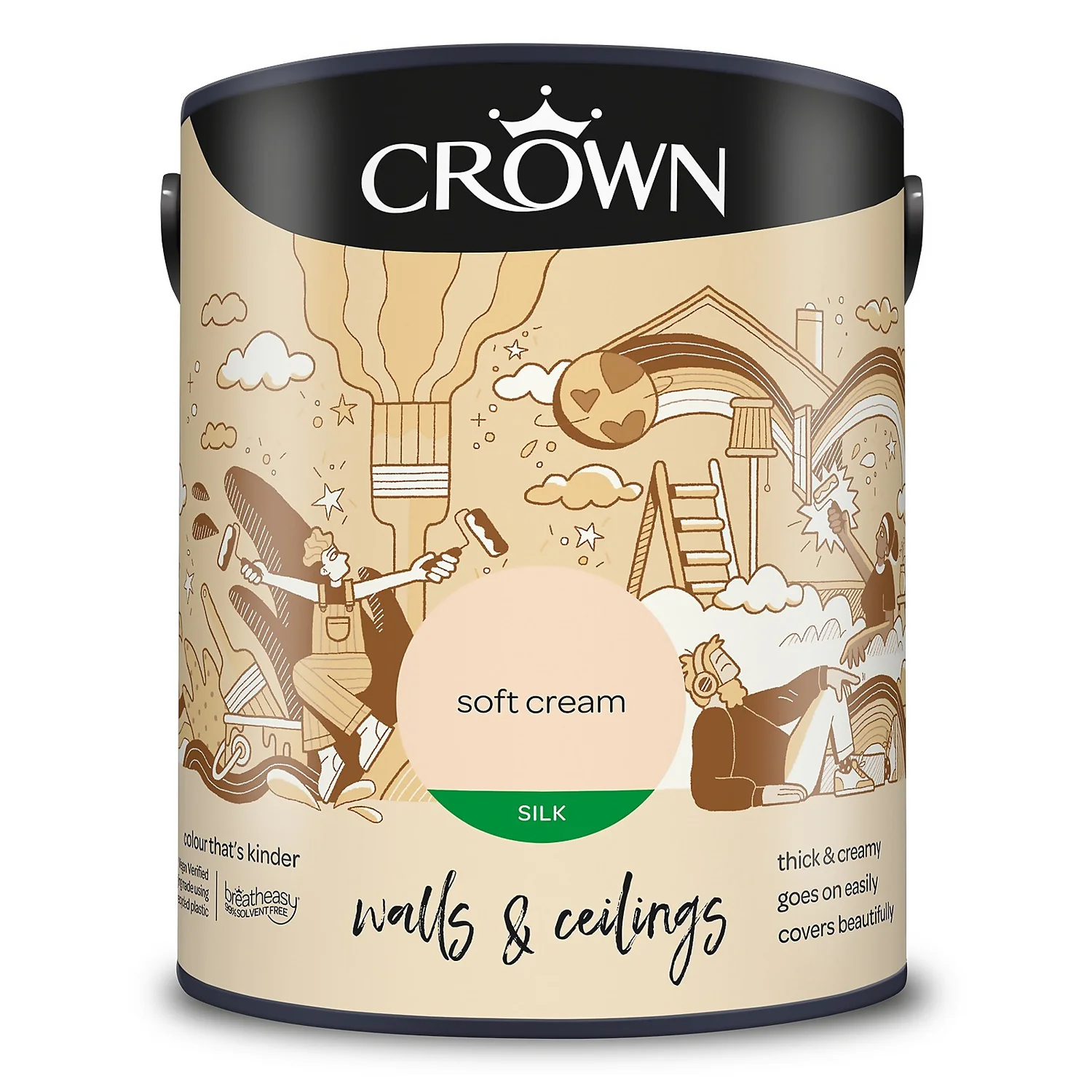 Crown Walls & Ceilings Silk Emulsion Paint Soft Cream - 5L 11 Crown Walls & Ceilings Silk Emulsion Paint Soft Cream - 5L - Image 9
