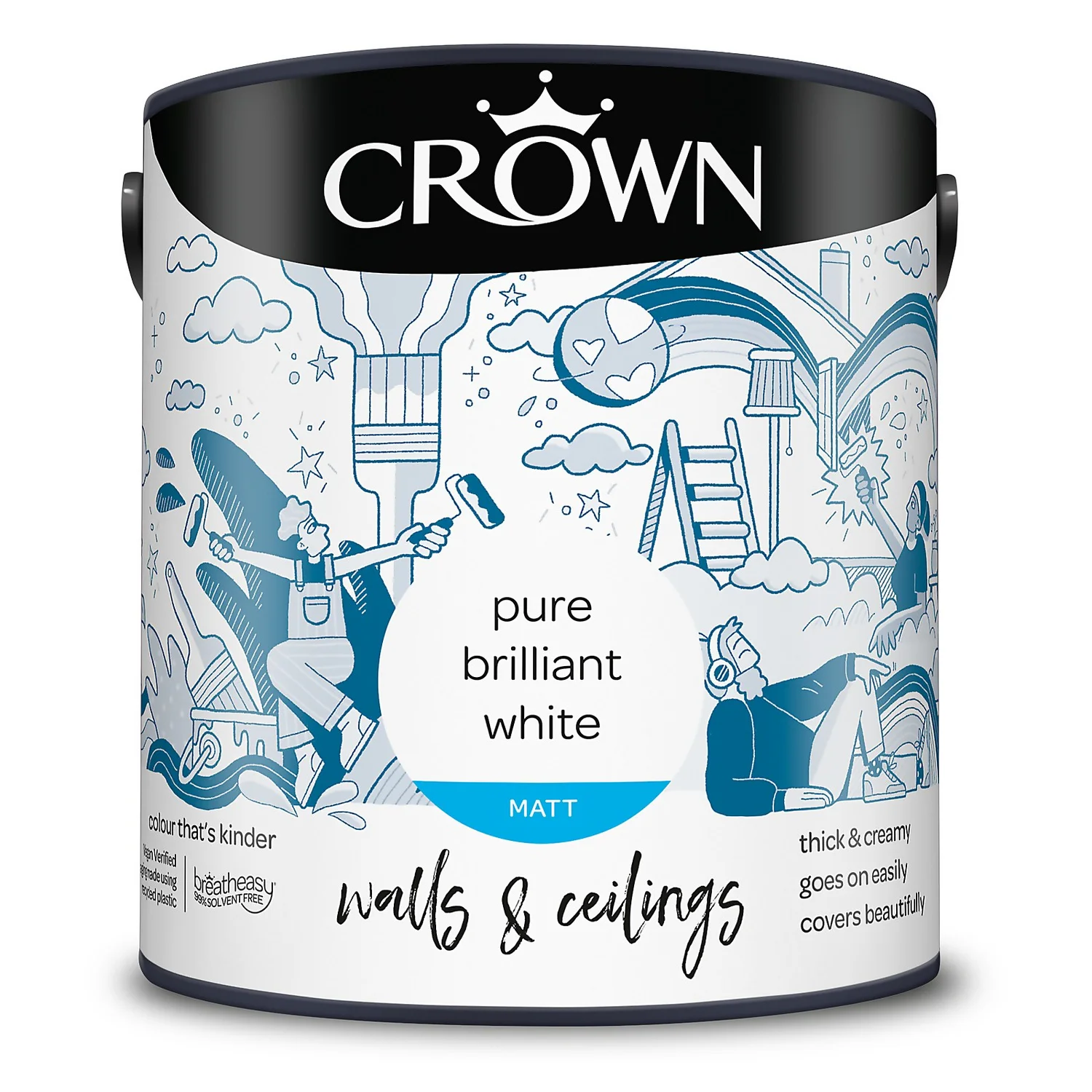 Crown Walls & Ceilings Matt Emulsion Paint Pure Brilliant White - 2.5L 9 Crown Walls & Ceilings Matt Emulsion Paint Pure Brilliant White - 2.5L - Image 7