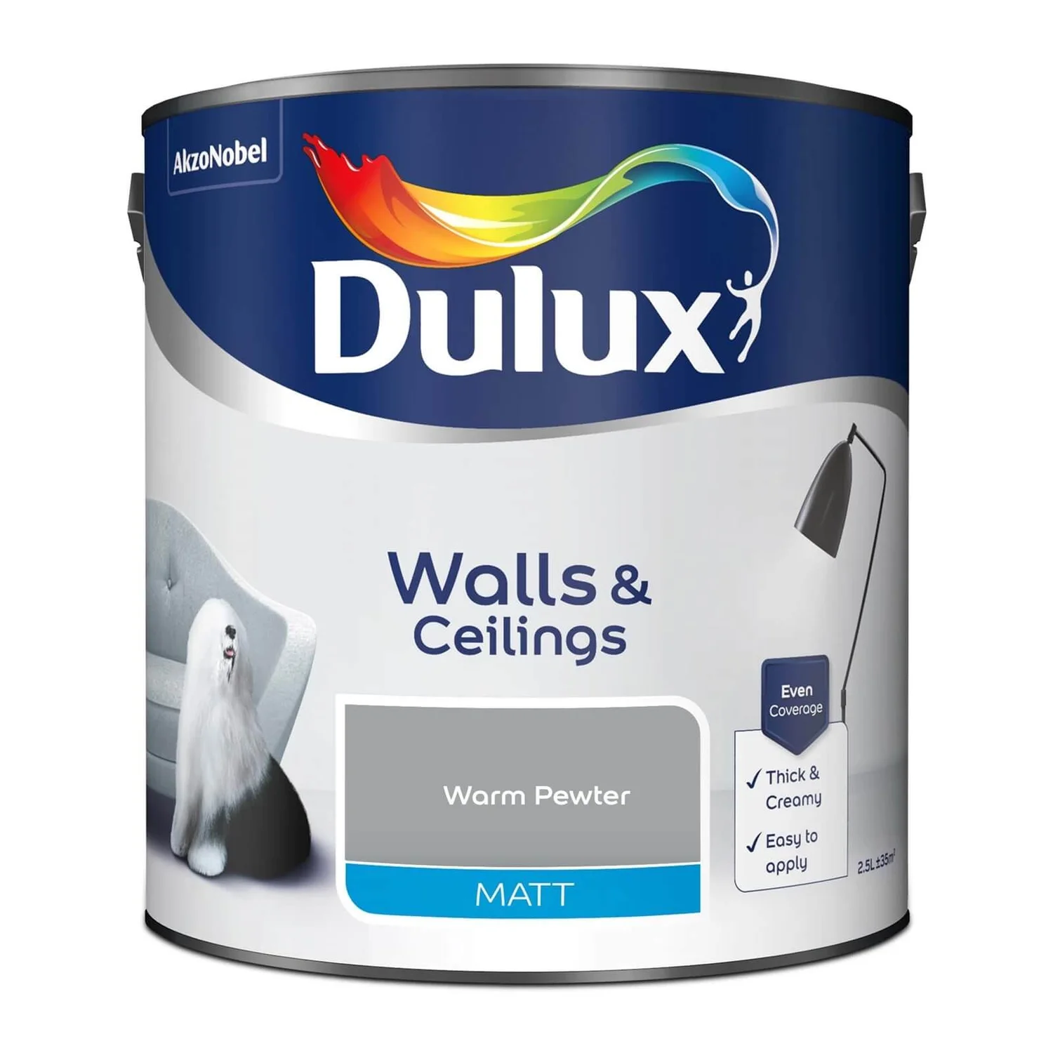 Dulux Matt Emulsion Paint Warm Pewter - 2.5L 6 Dulux Matt Emulsion Paint Warm Pewter - 2.5L - Image 4