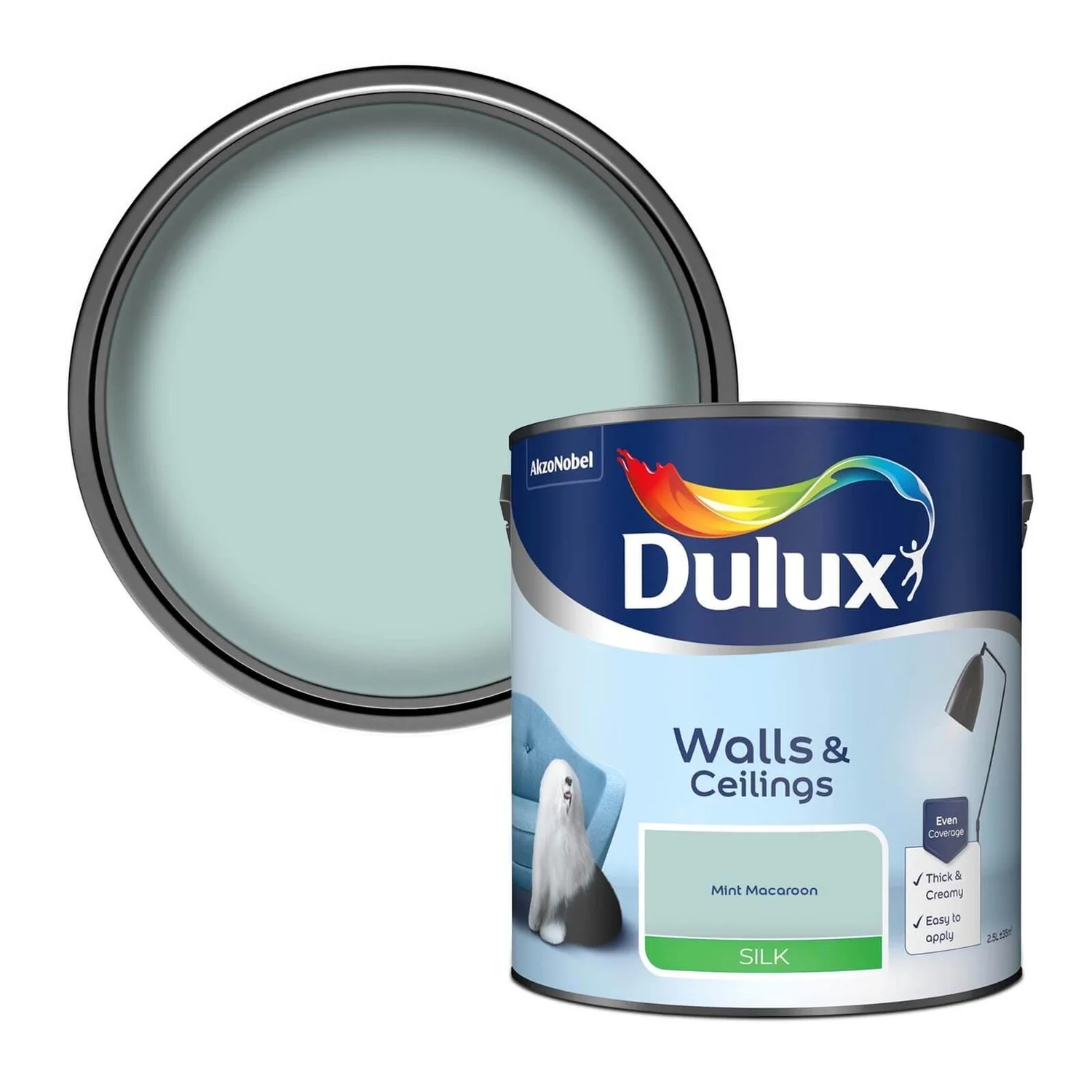 Dulux Silk Emulsion Paint Mint Macaroon - 2.5L 3 Dulux Silk Emulsion Paint Mint Macaroon - 2.5L