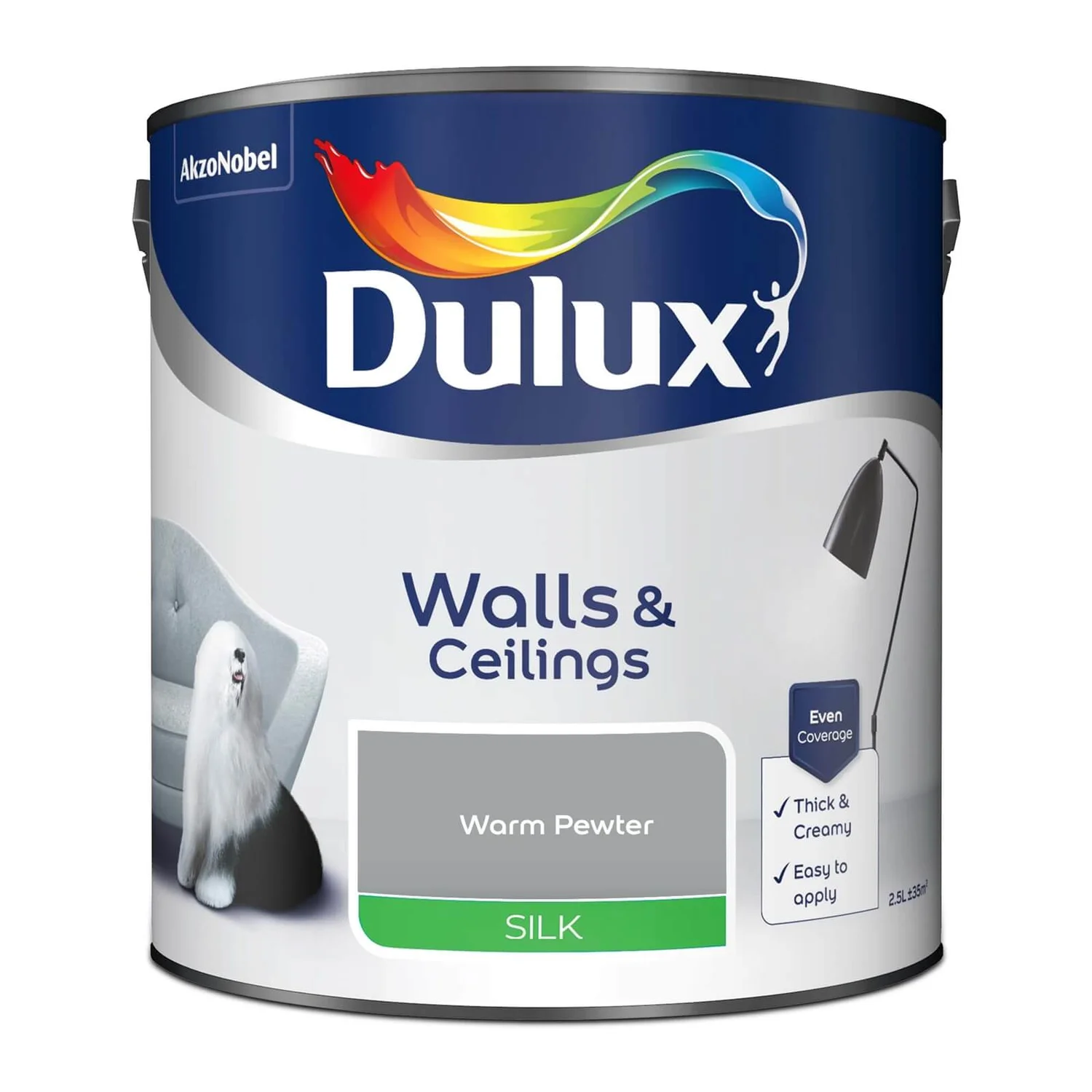 Dulux Silk Emulsion Paint Warm Pewter - 2.5L 6 Dulux Silk Emulsion Paint Warm Pewter - 2.5L - Image 4
