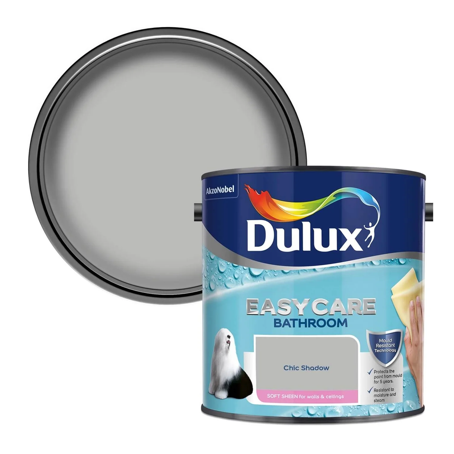 Dulux Easycare Bathroom Chic Shadow - Soft Sheen Emulsion Paint - 2.5L 3 Dulux Easycare Bathroom Chic Shadow - Soft Sheen Emulsion Paint - 2.5L