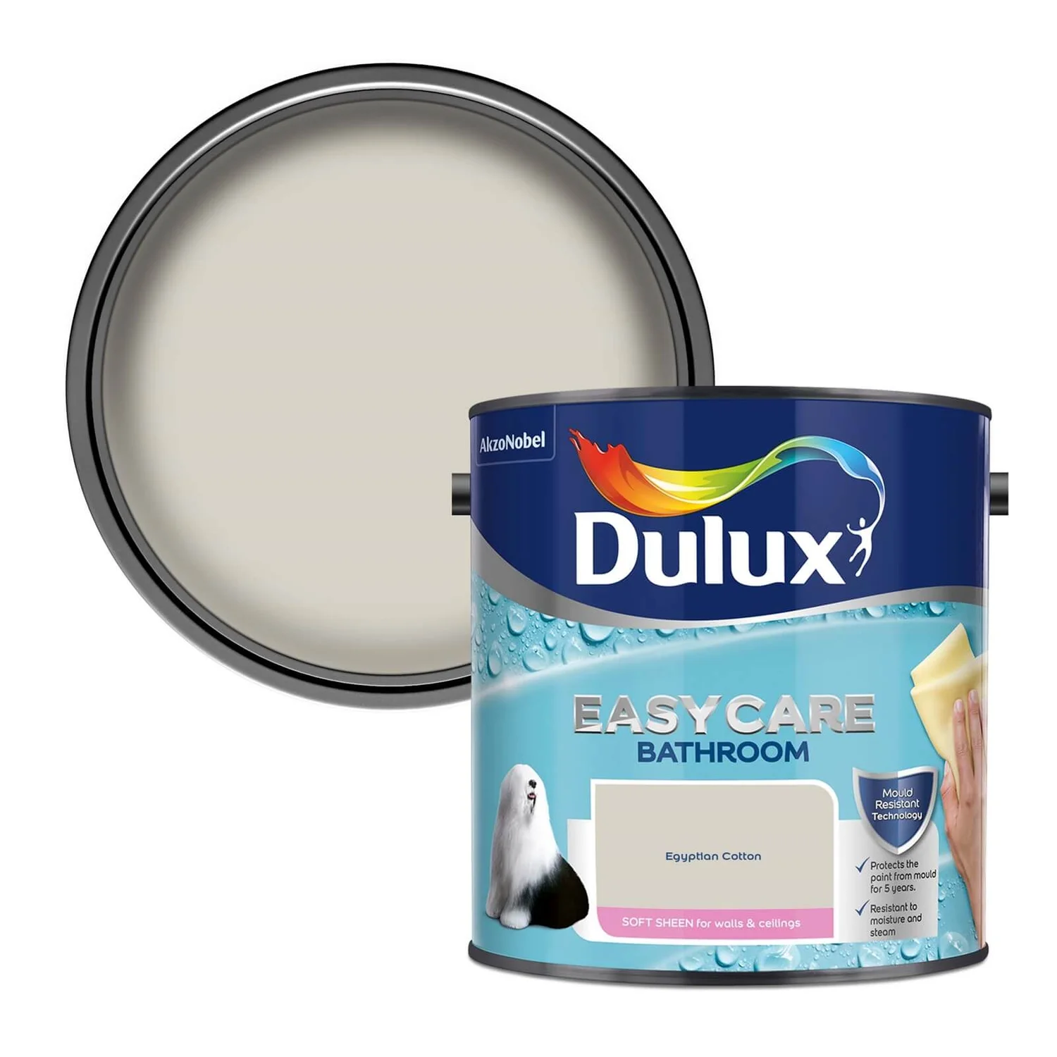 Dulux Easycare Bathroom Egyptian Cotton - Soft Sheen Emulsion Paint - 2.5L 3 Dulux Easycare Bathroom Egyptian Cotton - Soft Sheen Emulsion Paint - 2.5L