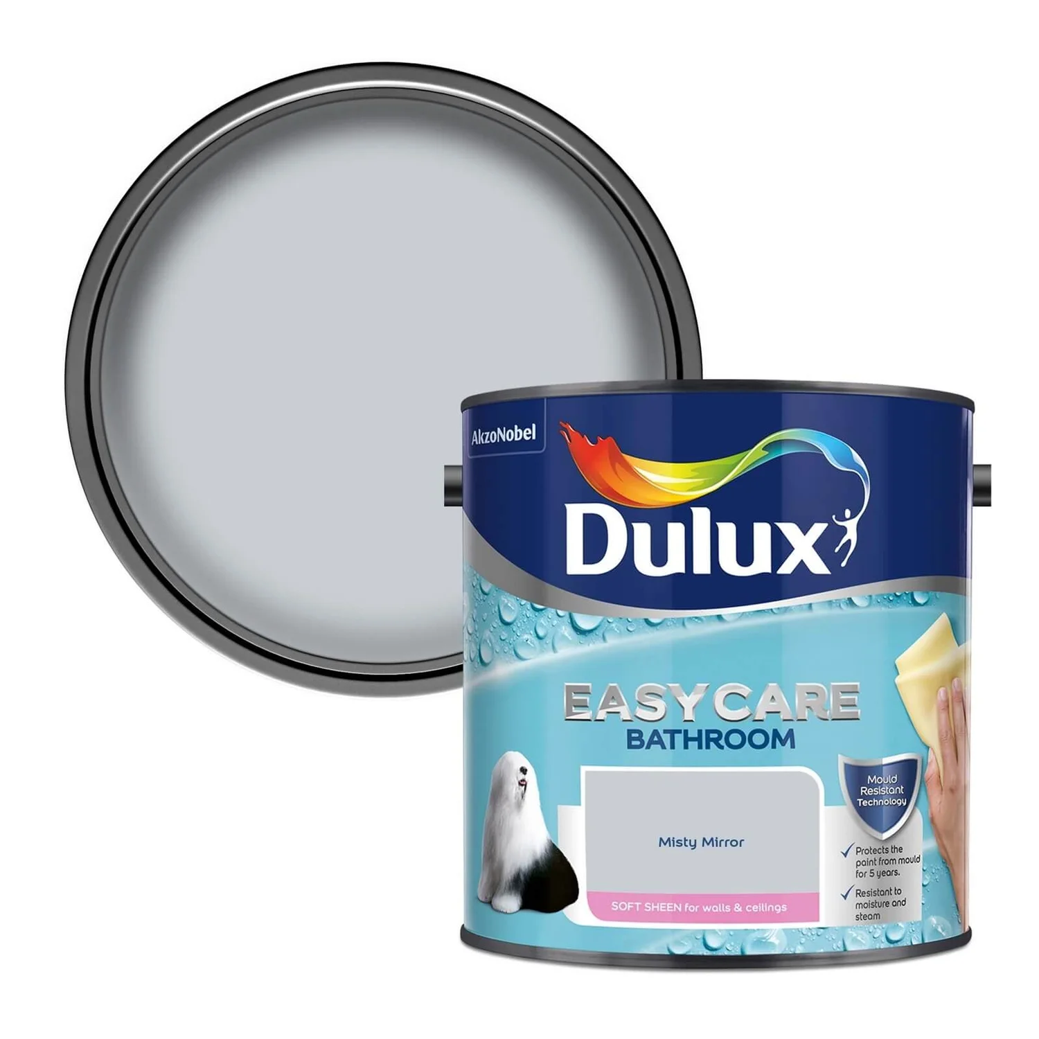 Dulux Easycare Bathroom Misty Mirror - Soft Sheen Emulsion Paint - 2.5L 3 Dulux Easycare Bathroom Misty Mirror - Soft Sheen Emulsion Paint - 2.5L