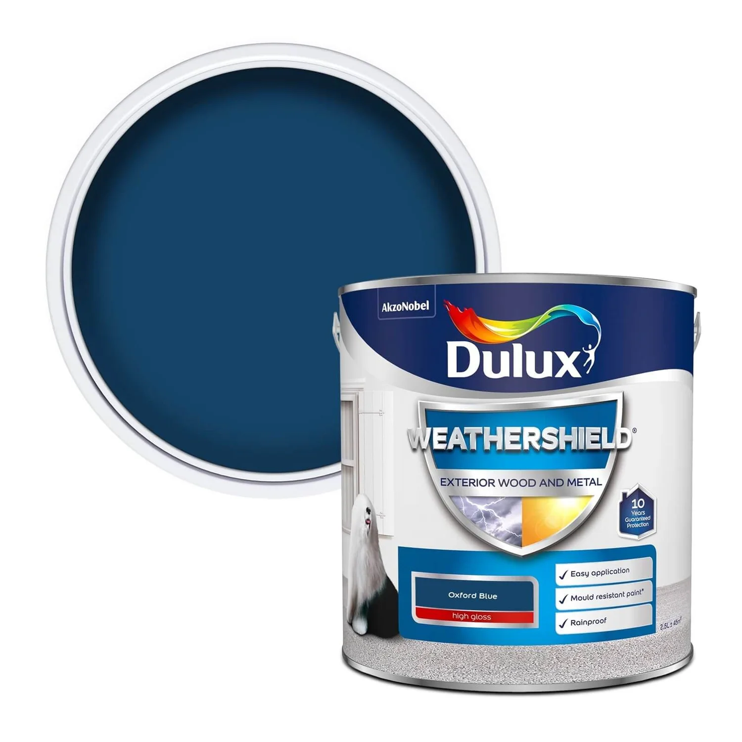 Dulux Weathershield Exterior Gloss Paint Oxford Blue - 2.5L 3 Dulux Weathershield Exterior Gloss Paint Oxford Blue - 2.5L
