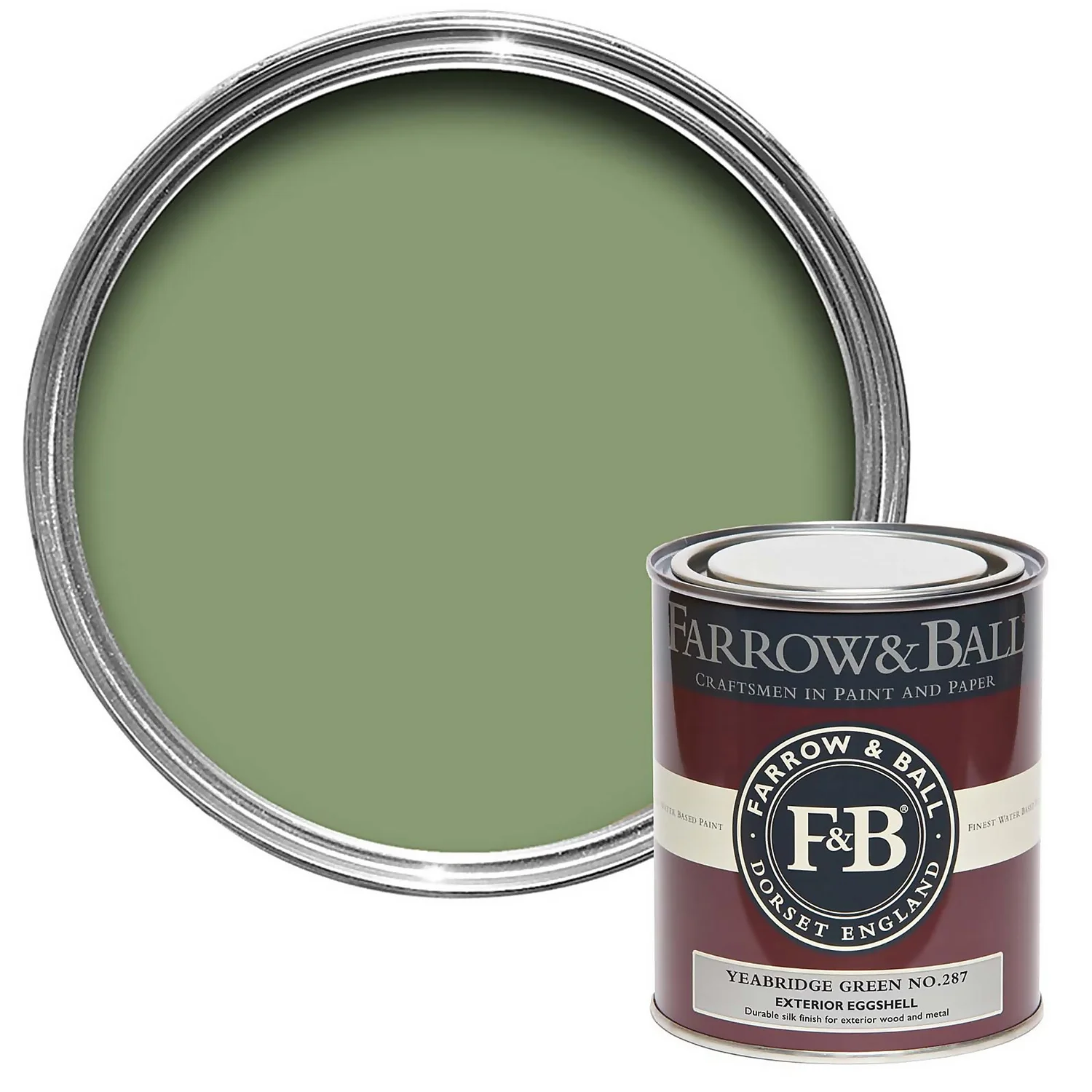Farrow & Ball Exterior Eggshell Paint Yeabridge Green - 750ml 3 Farrow & Ball Exterior Eggshell Paint Yeabridge Green - 750ml