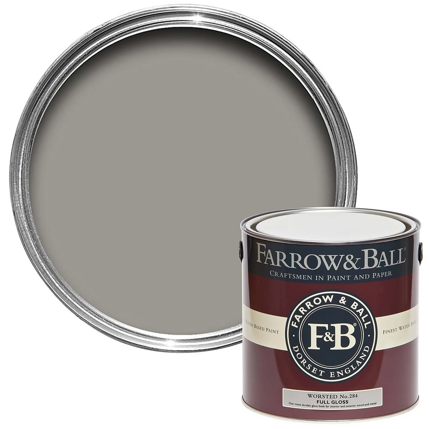Farrow & Ball Full Gloss Paint Worsted - 2.5L 3 Farrow & Ball Full Gloss Paint Worsted - 2.5L