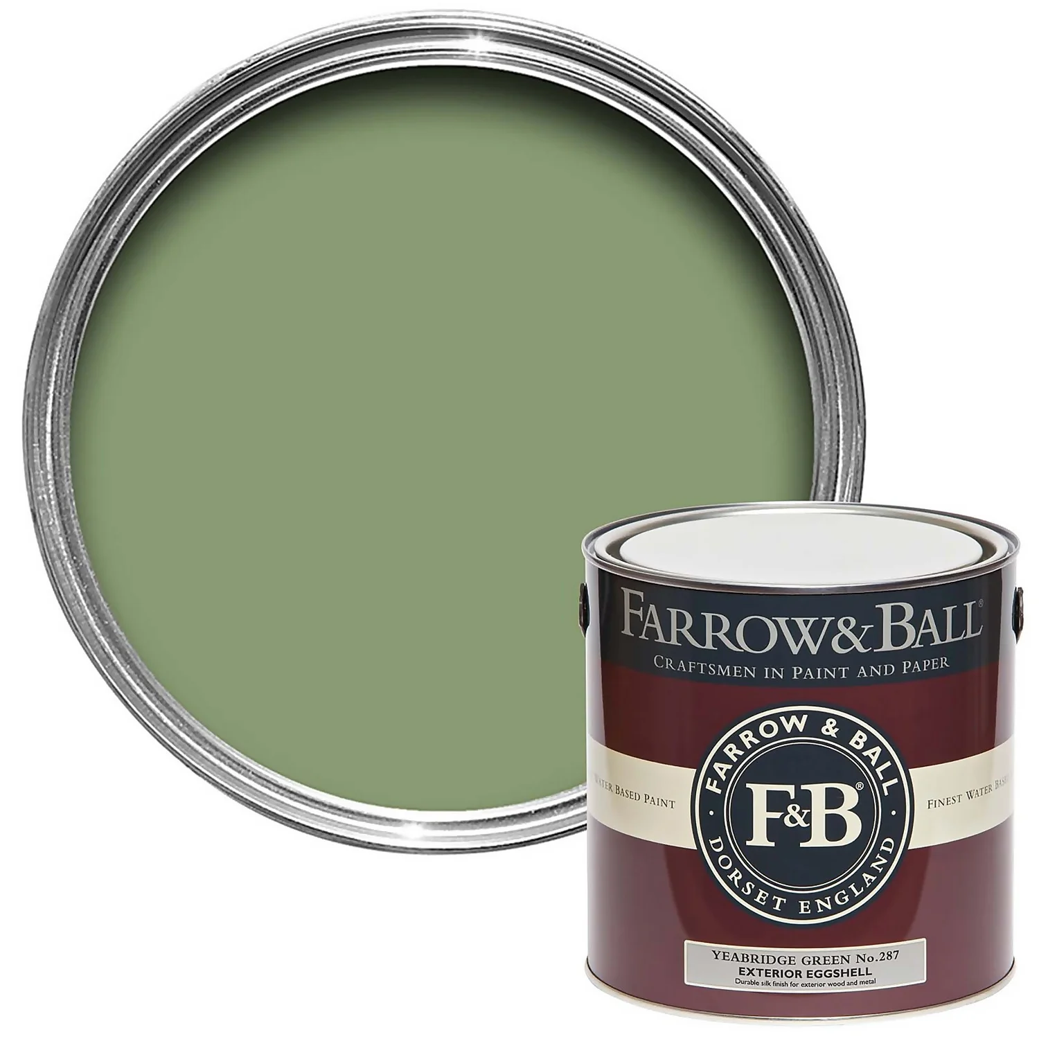 Farrow & Ball Exterior Eggshell Paint Yeabridge Green - 2.5L 3 Farrow & Ball Exterior Eggshell Paint Yeabridge Green - 2.5L