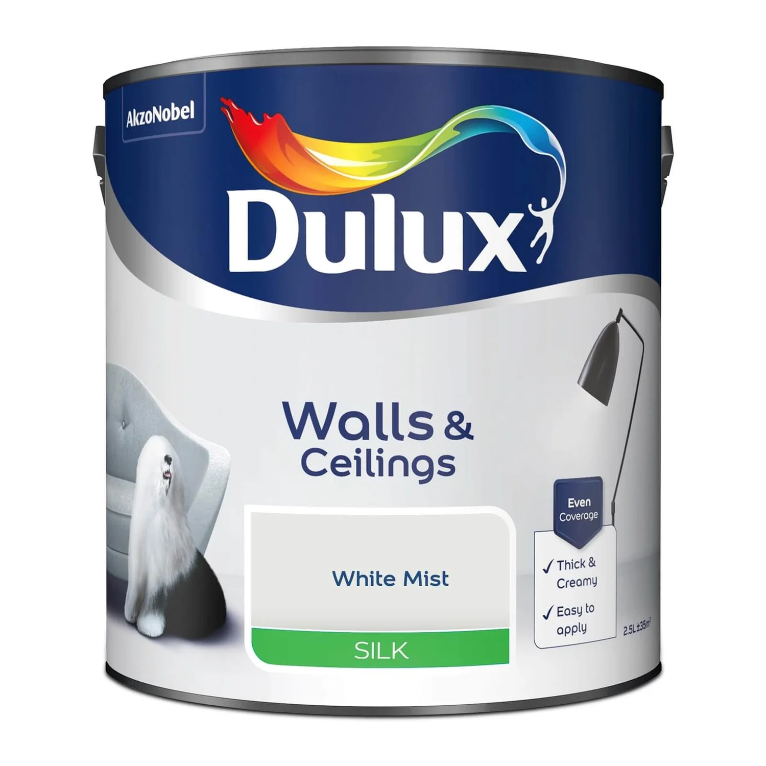 Dulux Silk Emulsion Paint White Mist - 2.5L 6 Dulux Silk Emulsion Paint White Mist - 2.5L - Image 4