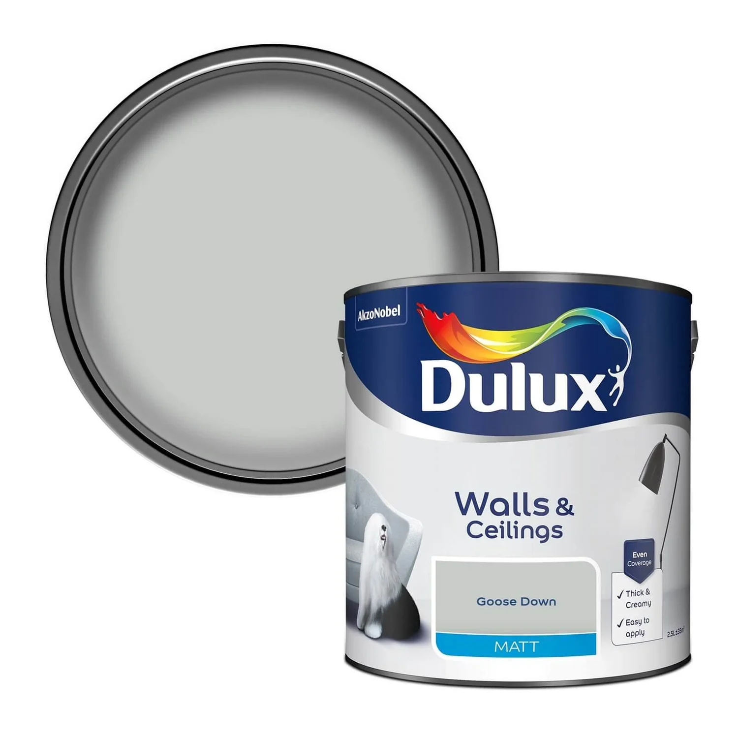 Dulux Matt Emulsion Paint Goose Down - 2.5L 3 Dulux Matt Emulsion Paint Goose Down - 2.5L