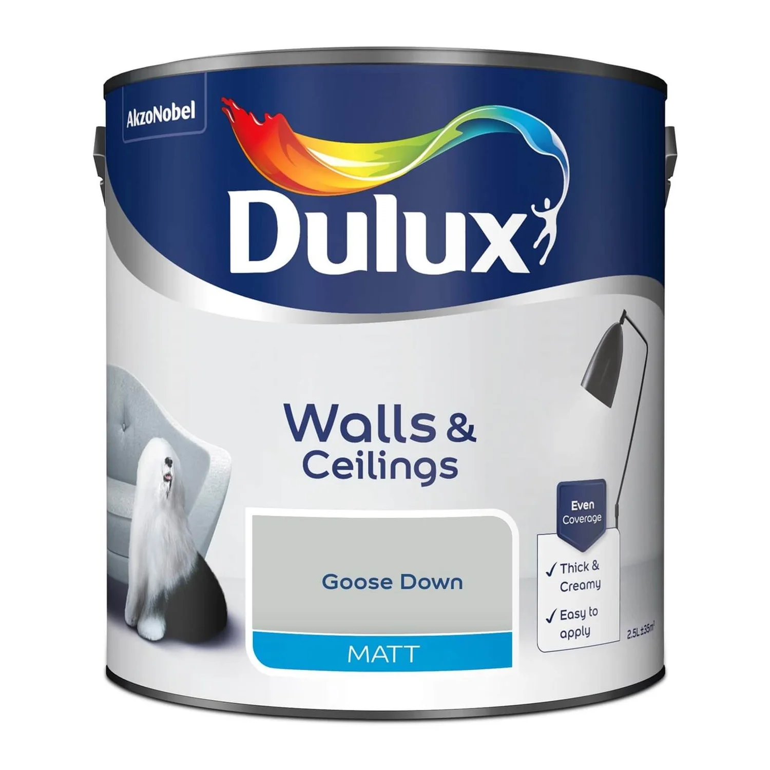 Dulux Matt Emulsion Paint Goose Down - 2.5L 6 Dulux Matt Emulsion Paint Goose Down - 2.5L - Image 4