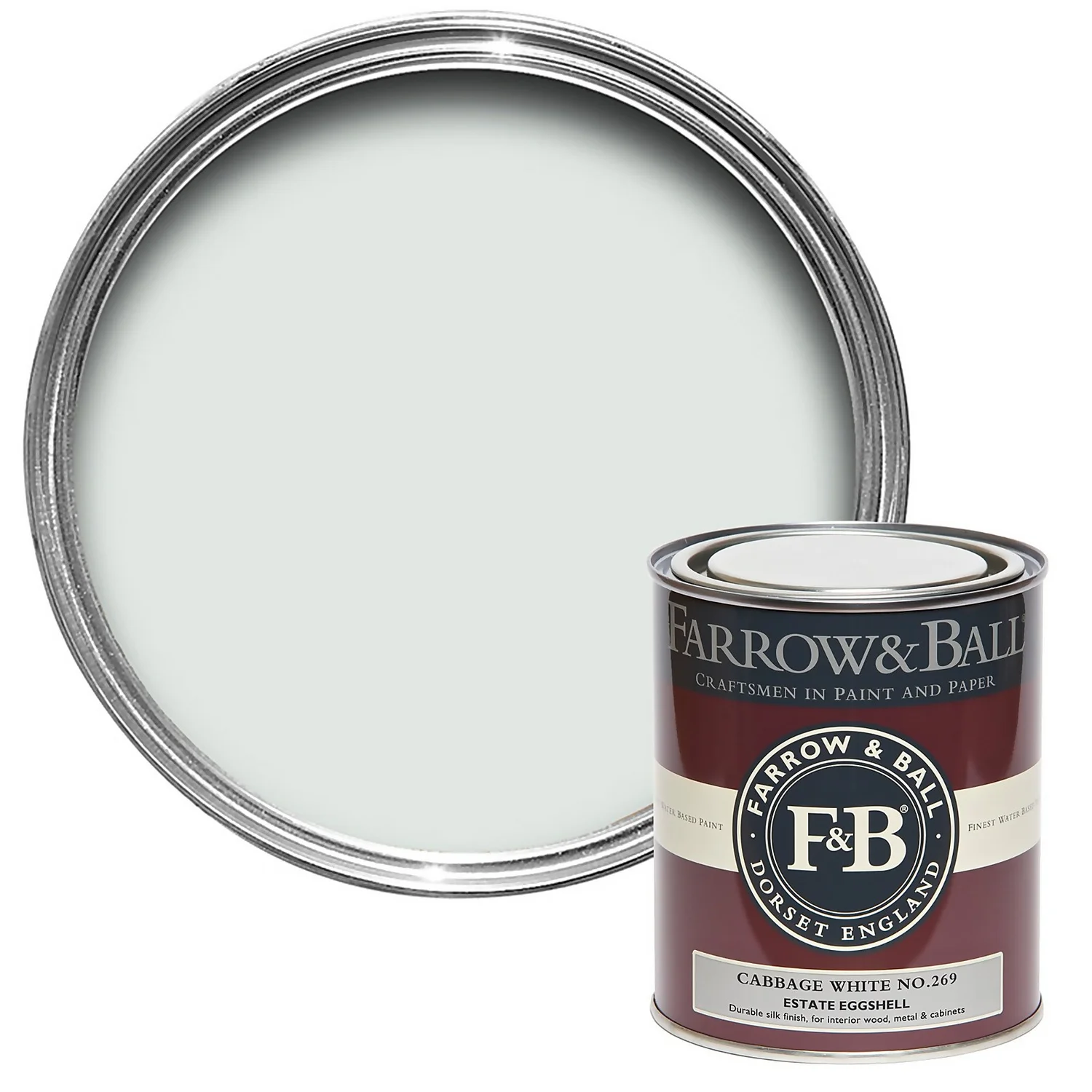 Farrow & Ball Estate Eggshell Paint Cabbage White - 750ml 3 Farrow & Ball Estate Eggshell Paint Cabbage White - 750ml