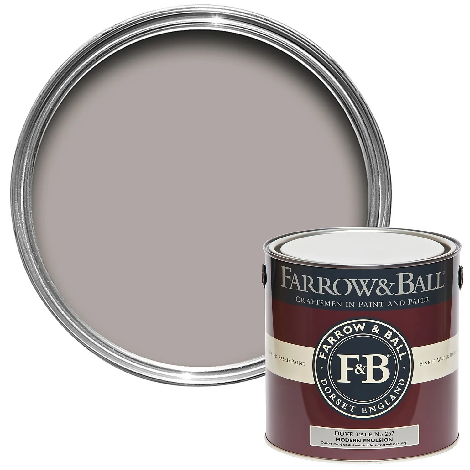 Farrow & Ball Modern Matt Emulsion Paint Dove Tale - 2.5L 3 Farrow & Ball Modern Matt Emulsion Paint Dove Tale - 2.5L