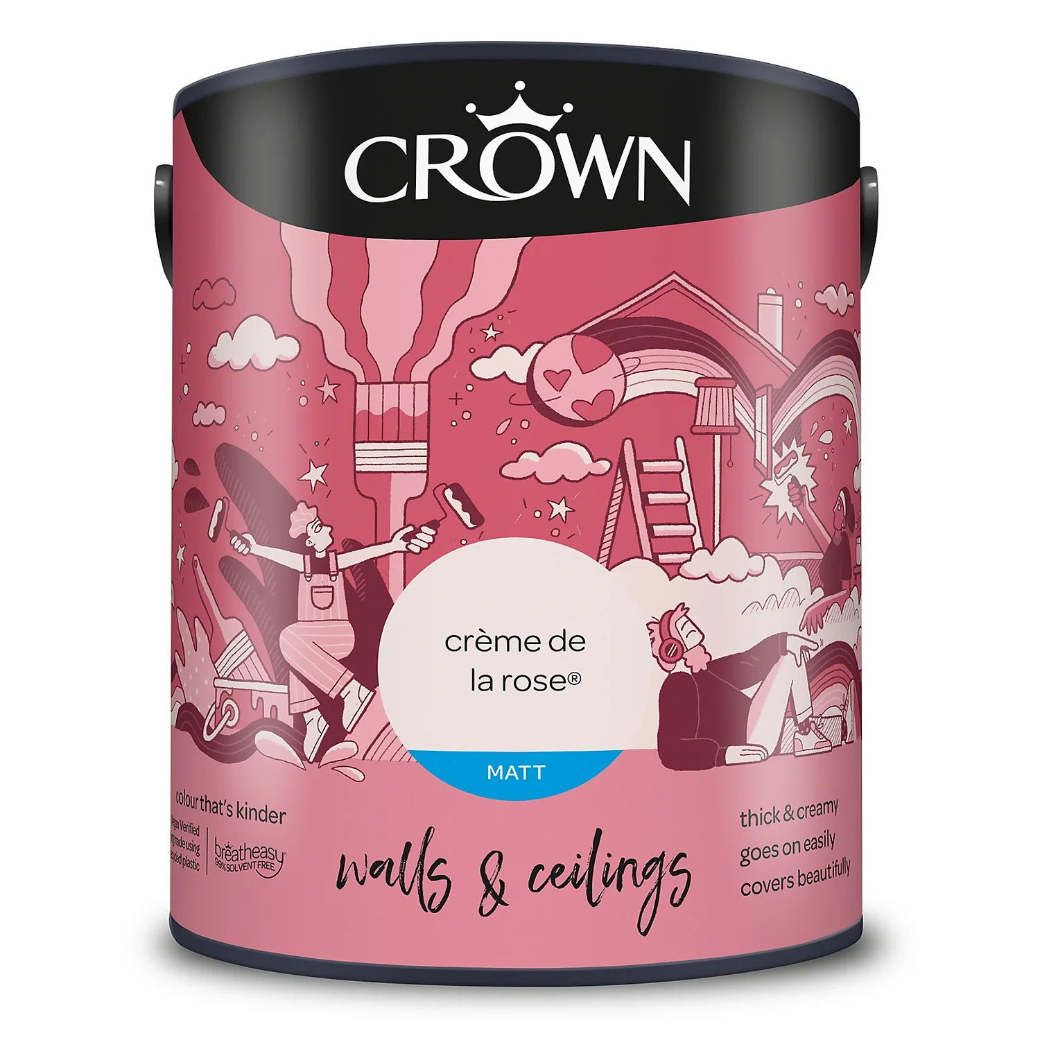 Crown Breatheasy Matt Standard Emulsion Paint Creme De La Rose - 5L 11 Crown Breatheasy Matt Standard Emulsion Paint Creme De La Rose - 5L - Image 9