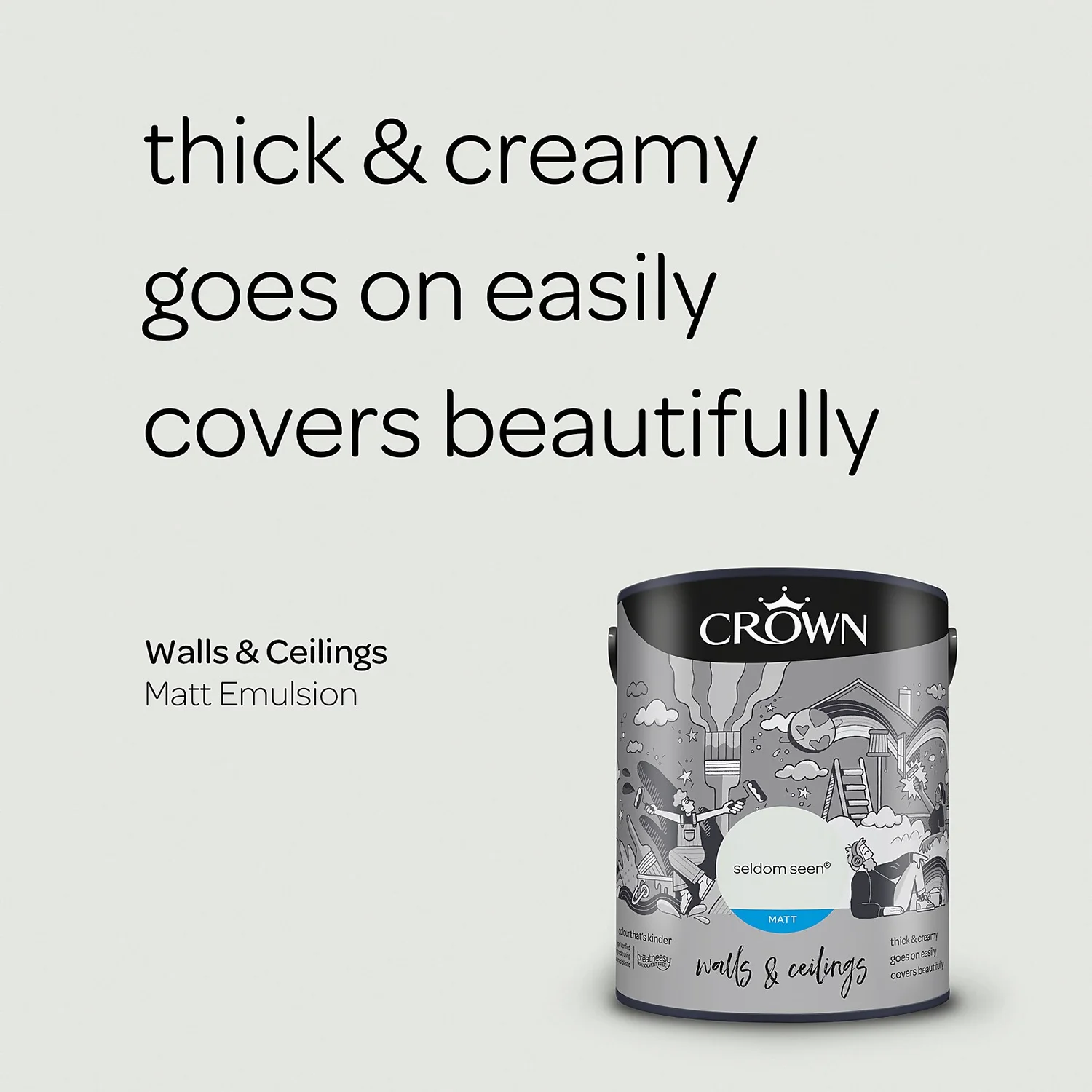 Crown Breatheasy Matt Standard Emulsion Paint Seldom Seen - 5L 6 Crown Breatheasy Matt Standard Emulsion Paint Seldom Seen - 5L - Image 4