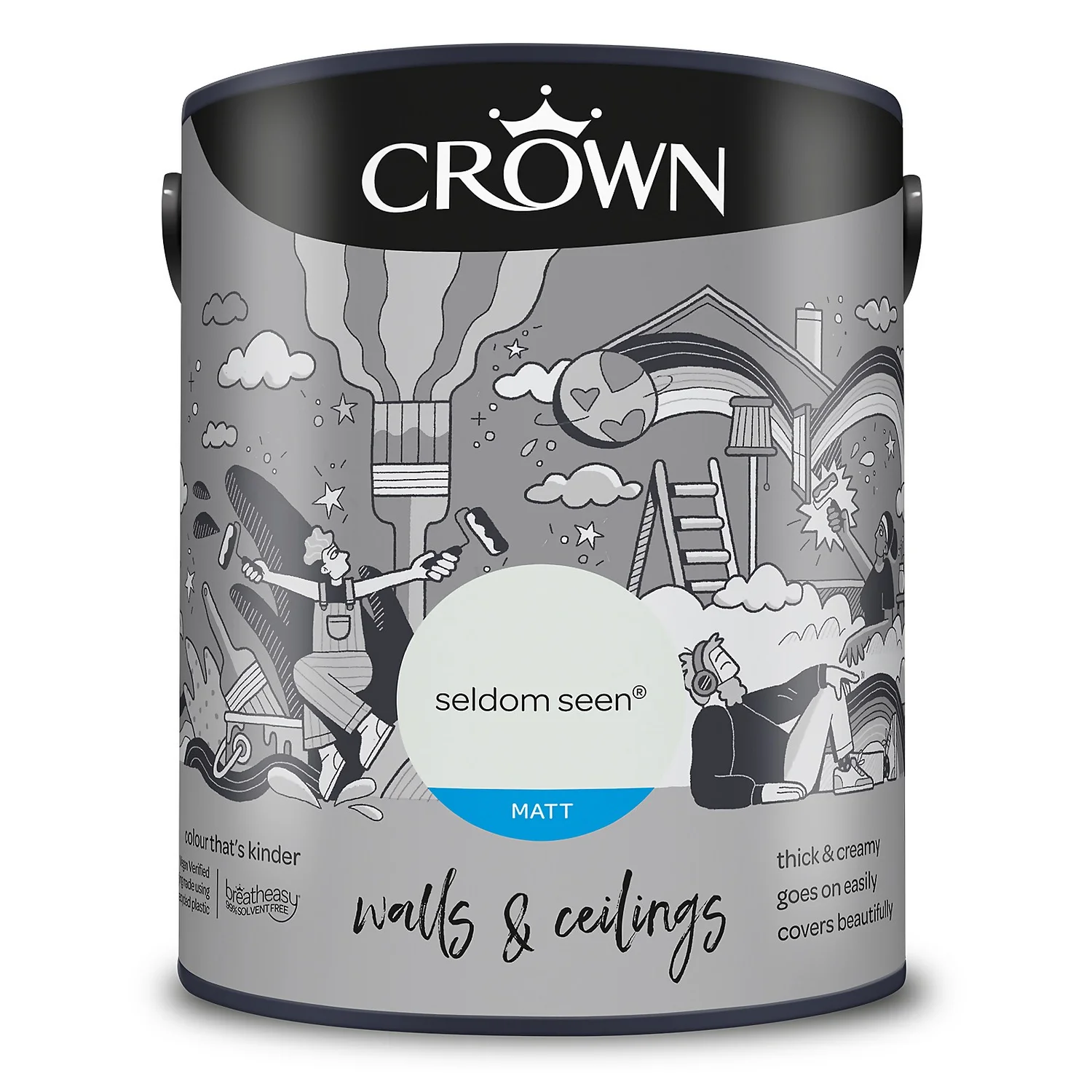 Crown Breatheasy Matt Standard Emulsion Paint Seldom Seen - 5L 11 Crown Breatheasy Matt Standard Emulsion Paint Seldom Seen - 5L - Image 9