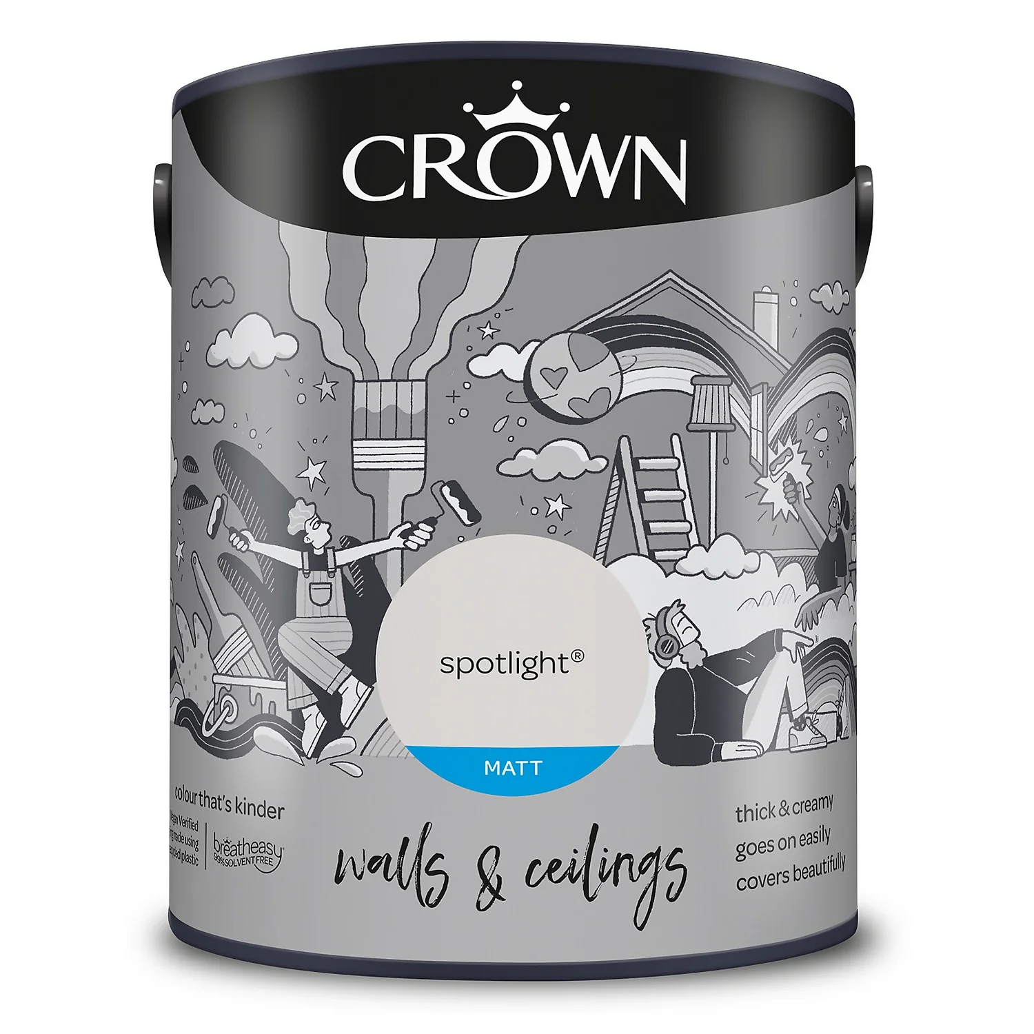 Crown Walls & Ceilings Matt Emulsion Paint Spotlight - 5L 11 Crown Walls & Ceilings Matt Emulsion Paint Spotlight - 5L - Image 9