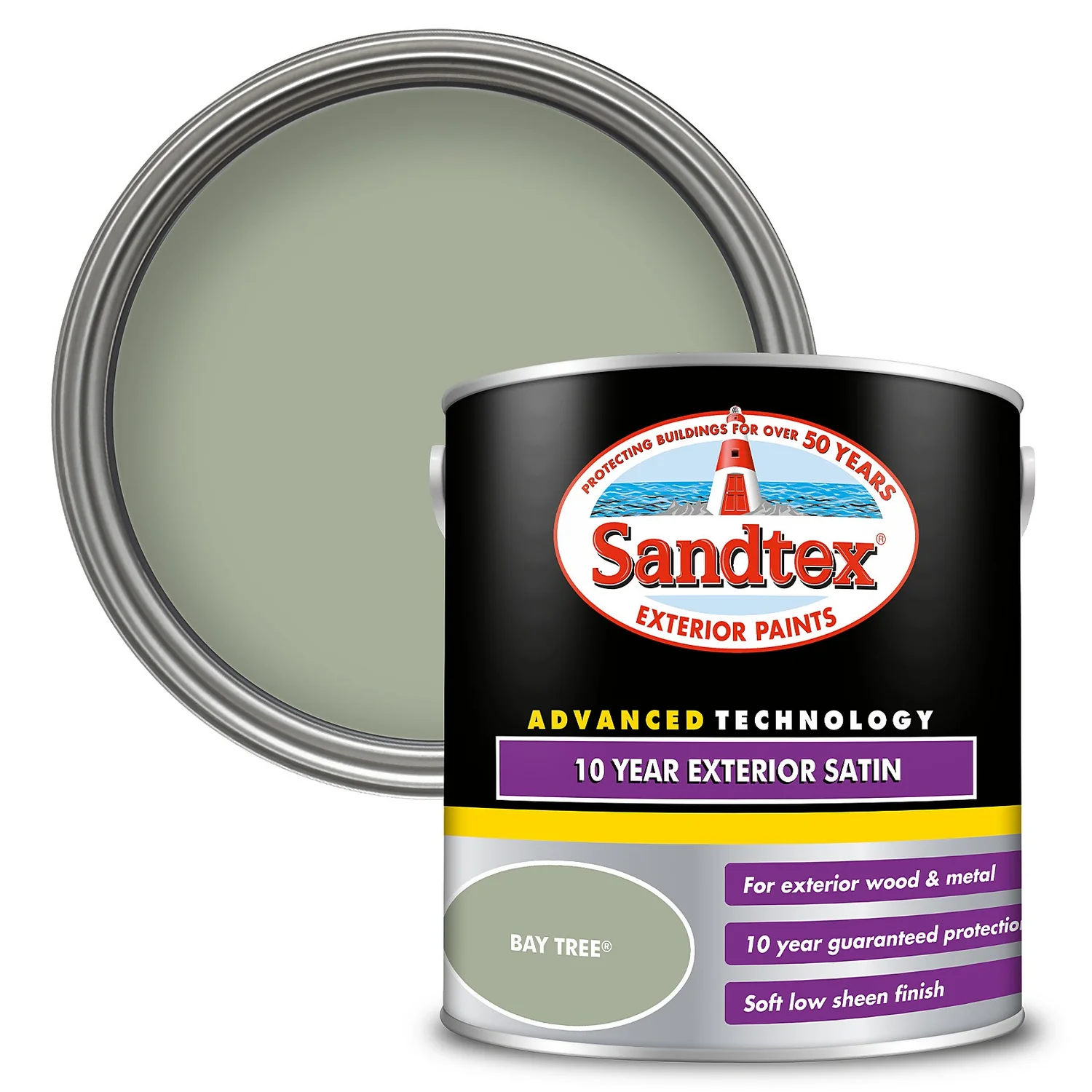 Sandtex® Exterior 10 Year Satin Paint Bay Tree - 2.5L 3 Sandtex® Exterior 10 Year Satin Paint Bay Tree - 2.5L