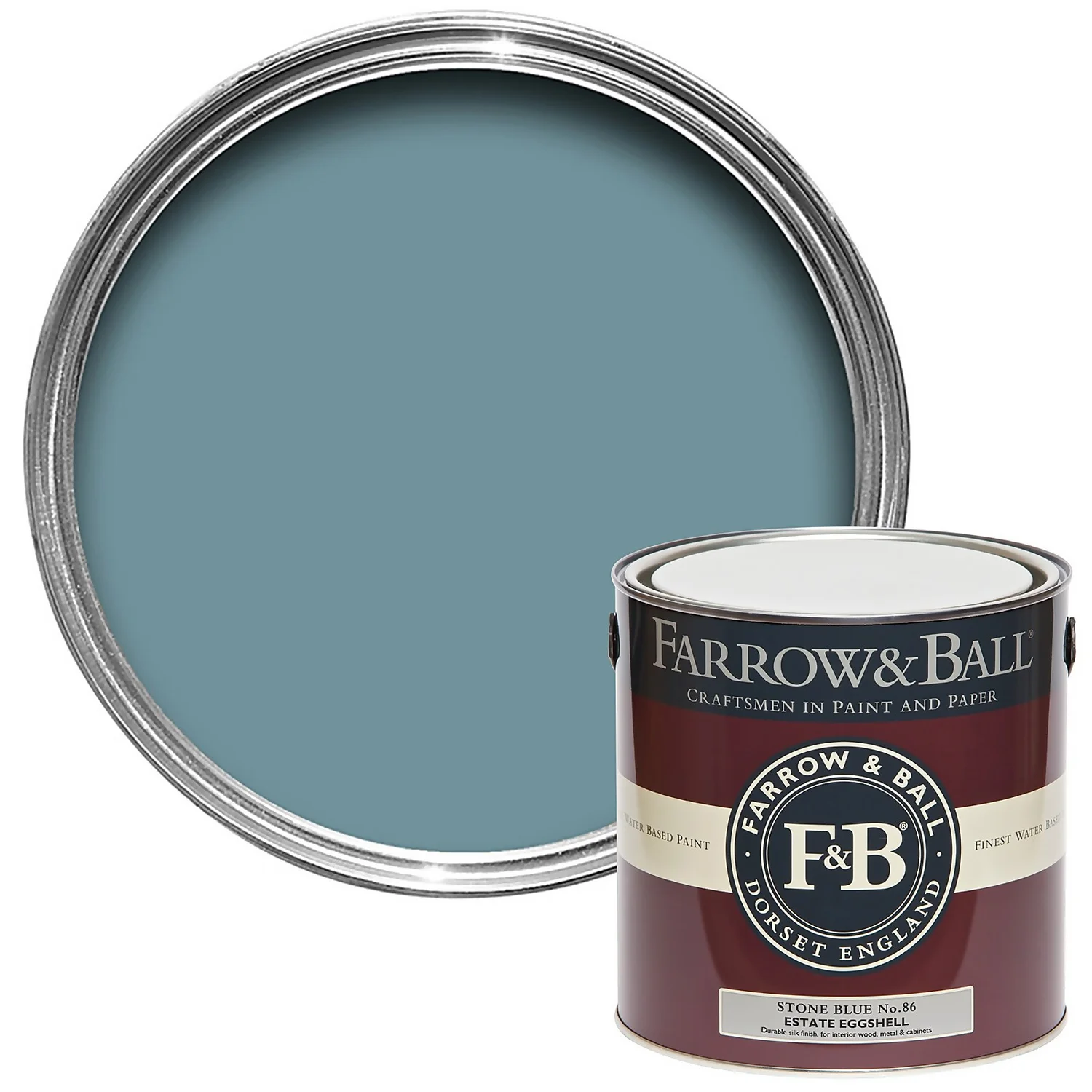 Farrow & Ball Estate Eggshell Paint Stone Blue - 2.5L 3 Farrow & Ball Estate Eggshell Paint Stone Blue - 2.5L