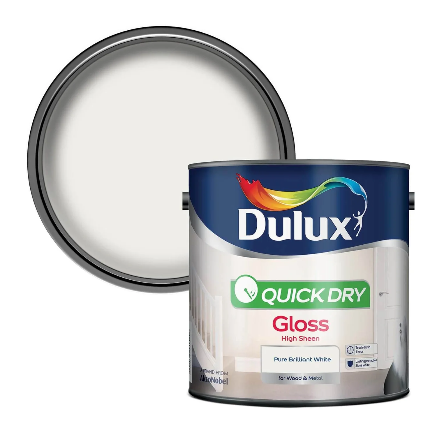 Dulux Pure Brilliant White - Quick Dry Gloss - 2.5L 3 Dulux Pure Brilliant White - Quick Dry Gloss - 2.5L