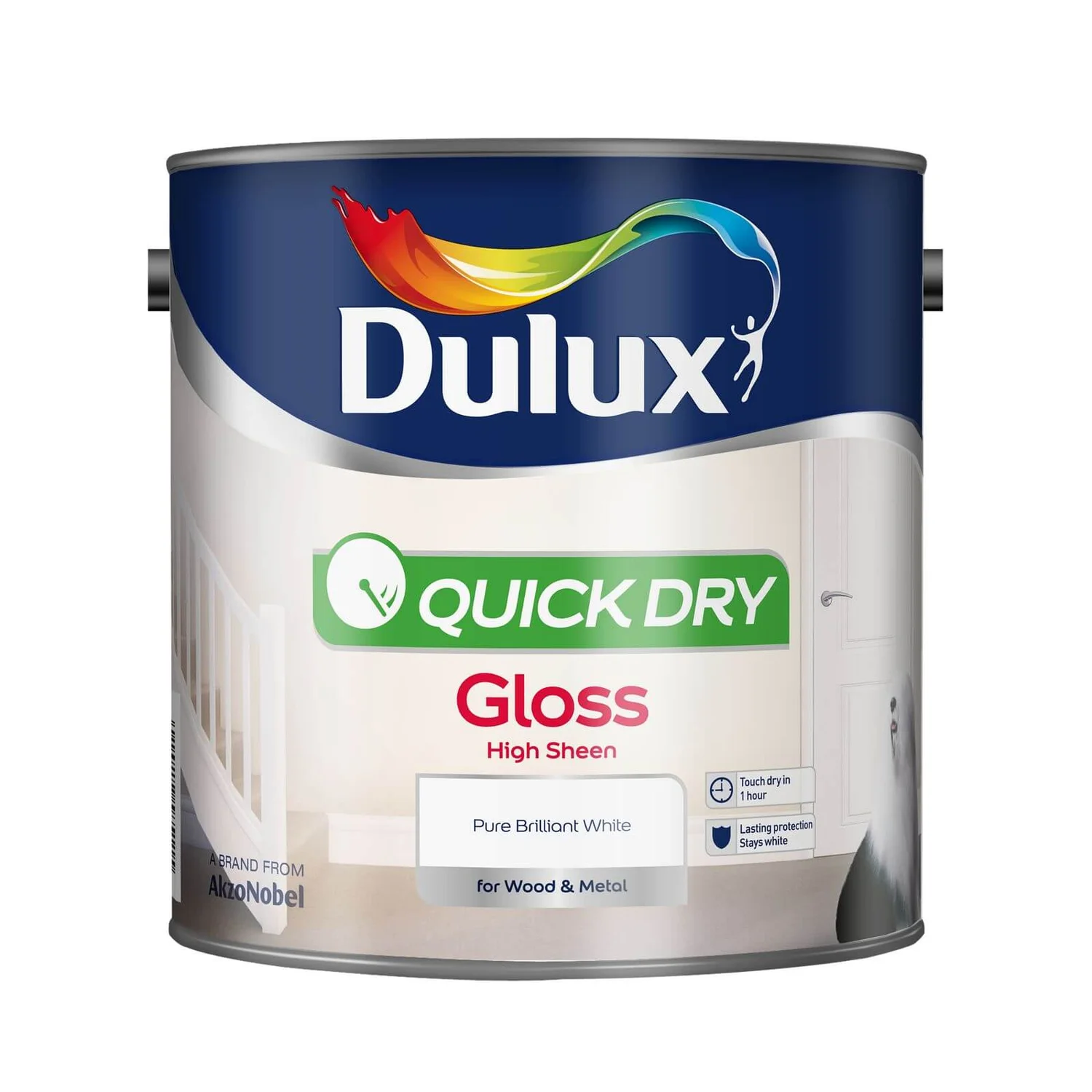 Dulux Pure Brilliant White - Quick Dry Gloss - 2.5L 4 Dulux Pure Brilliant White - Quick Dry Gloss - 2.5L - Image 2