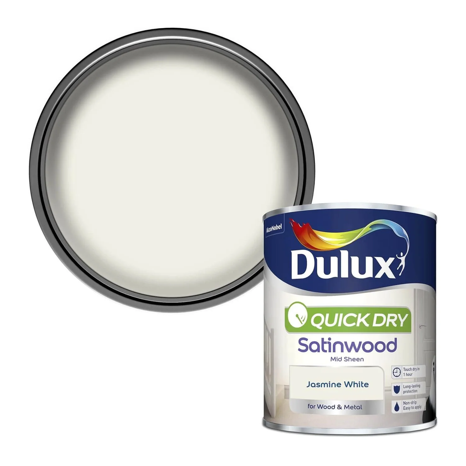 Dulux Quick Dry Satinwood Jasmine White - 750ml 3 Dulux Quick Dry Satinwood Jasmine White - 750ml