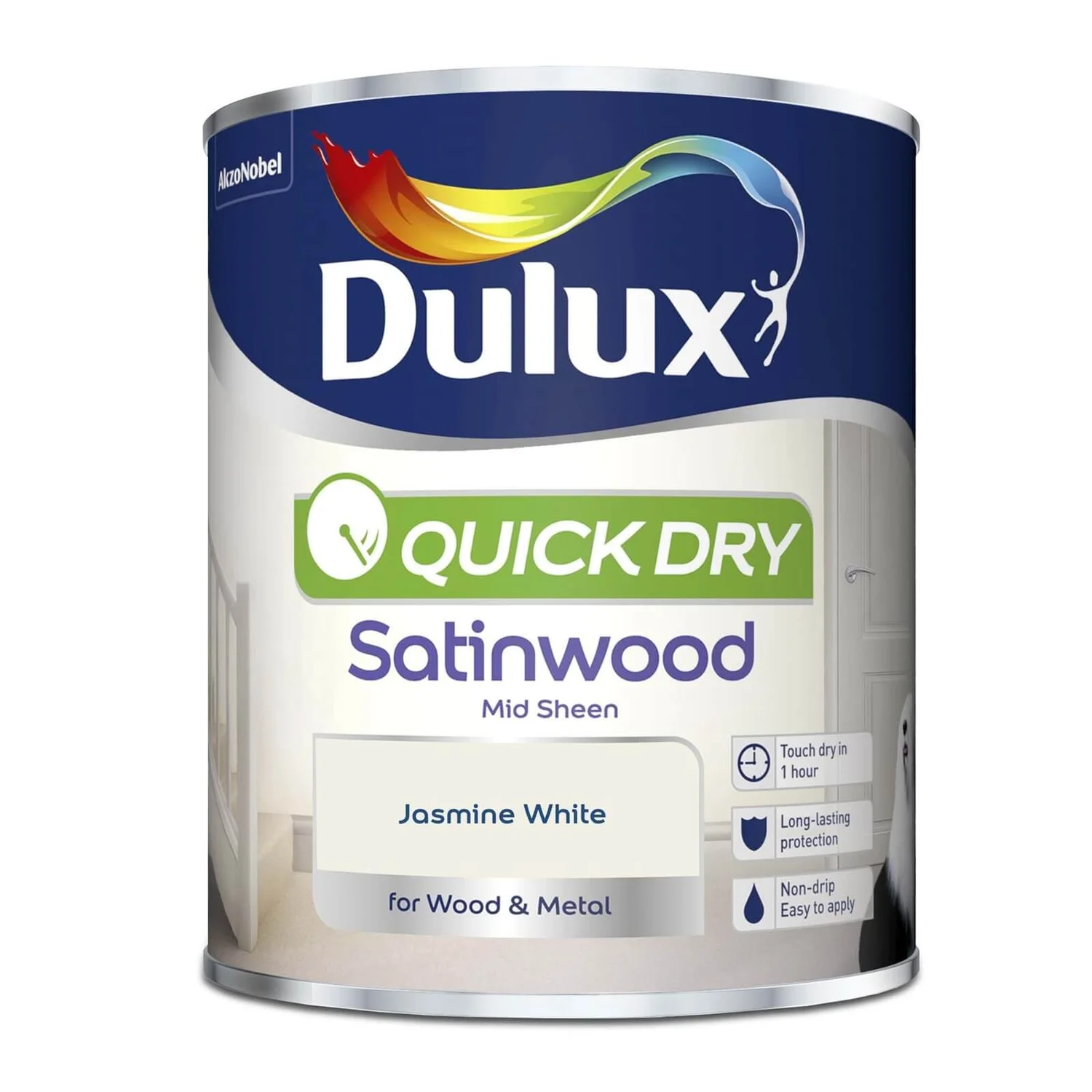 Dulux Quick Dry Satinwood Jasmine White - 750ml 6 Dulux Quick Dry Satinwood Jasmine White - 750ml - Image 4