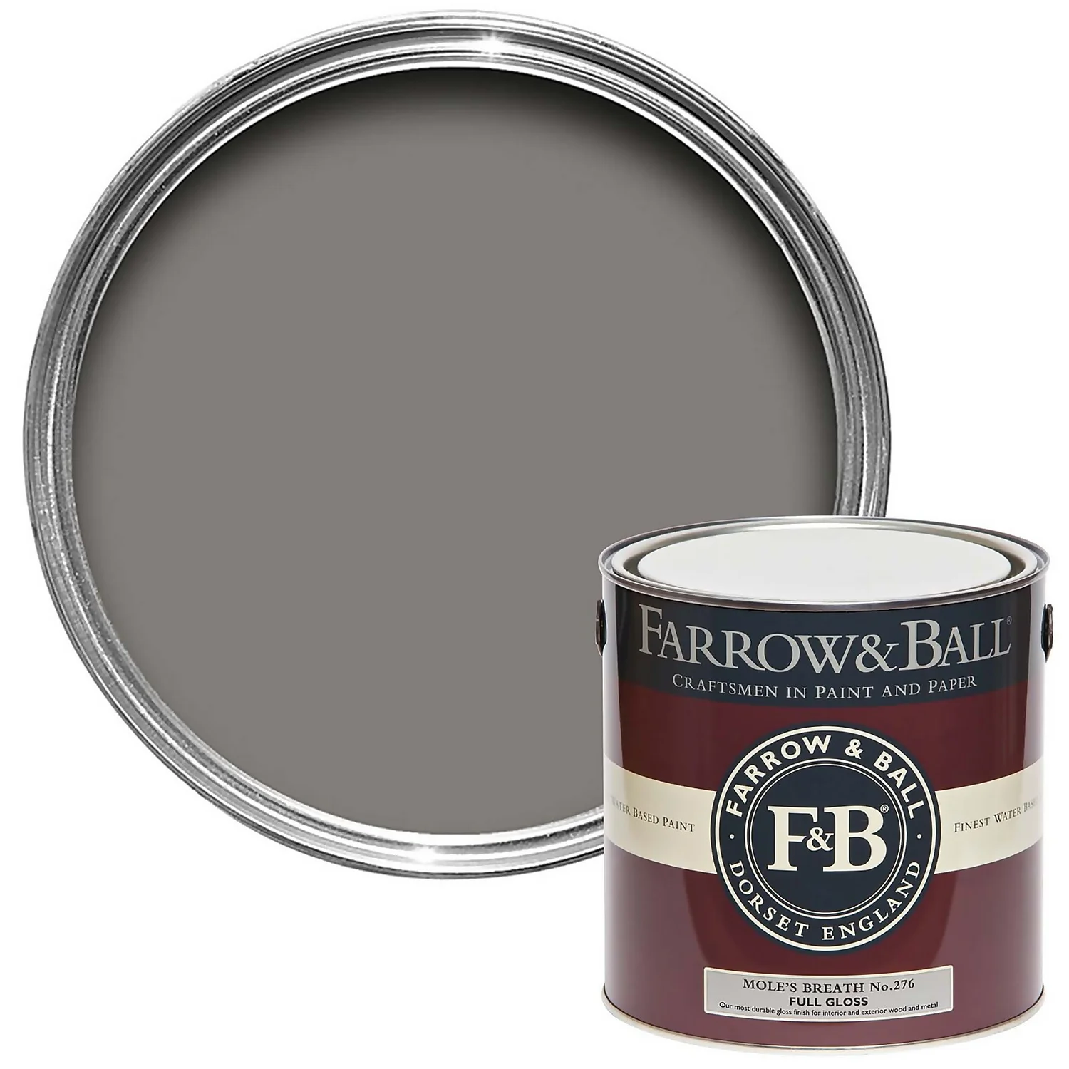 Farrow & Ball Full Gloss Paint Mole's Breath - 2.5L 3 Farrow & Ball Full Gloss Paint Mole's Breath - 2.5L