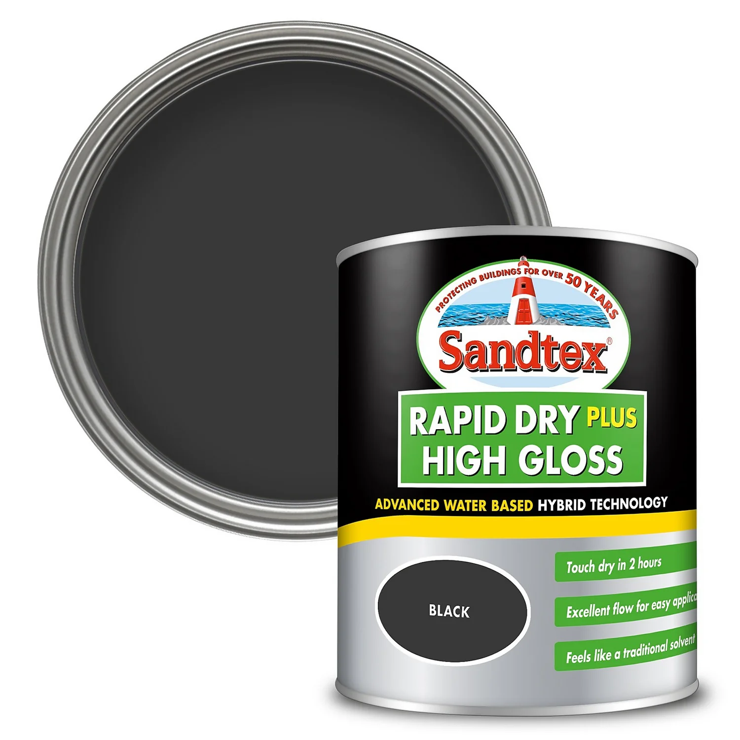 Sandtex® Rapid Dry Gloss Paint Black - 750ml 3 Sandtex® Rapid Dry Gloss Paint Black - 750ml