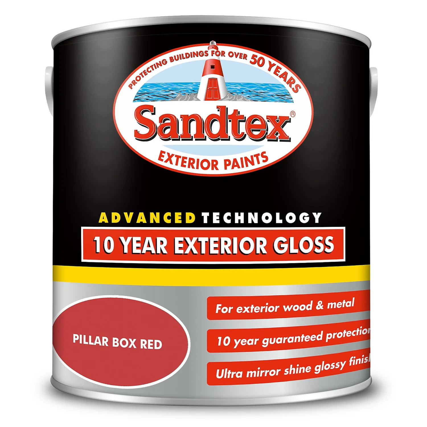 Sandtex® Exterior 10 Year Gloss Paint Pillar Box Red - 2.5L 9 Sandtex® Exterior 10 Year Gloss Paint Pillar Box Red - 2.5L - Image 7