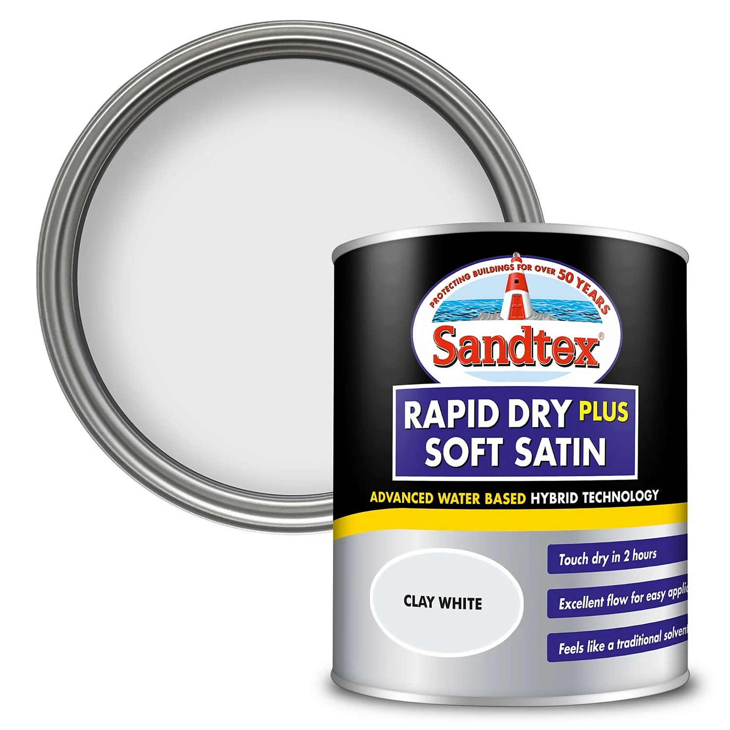 Sandtex® Rapid Dry Satin Paint Clay White - 750ml 3 Sandtex® Rapid Dry Satin Paint Clay White - 750ml