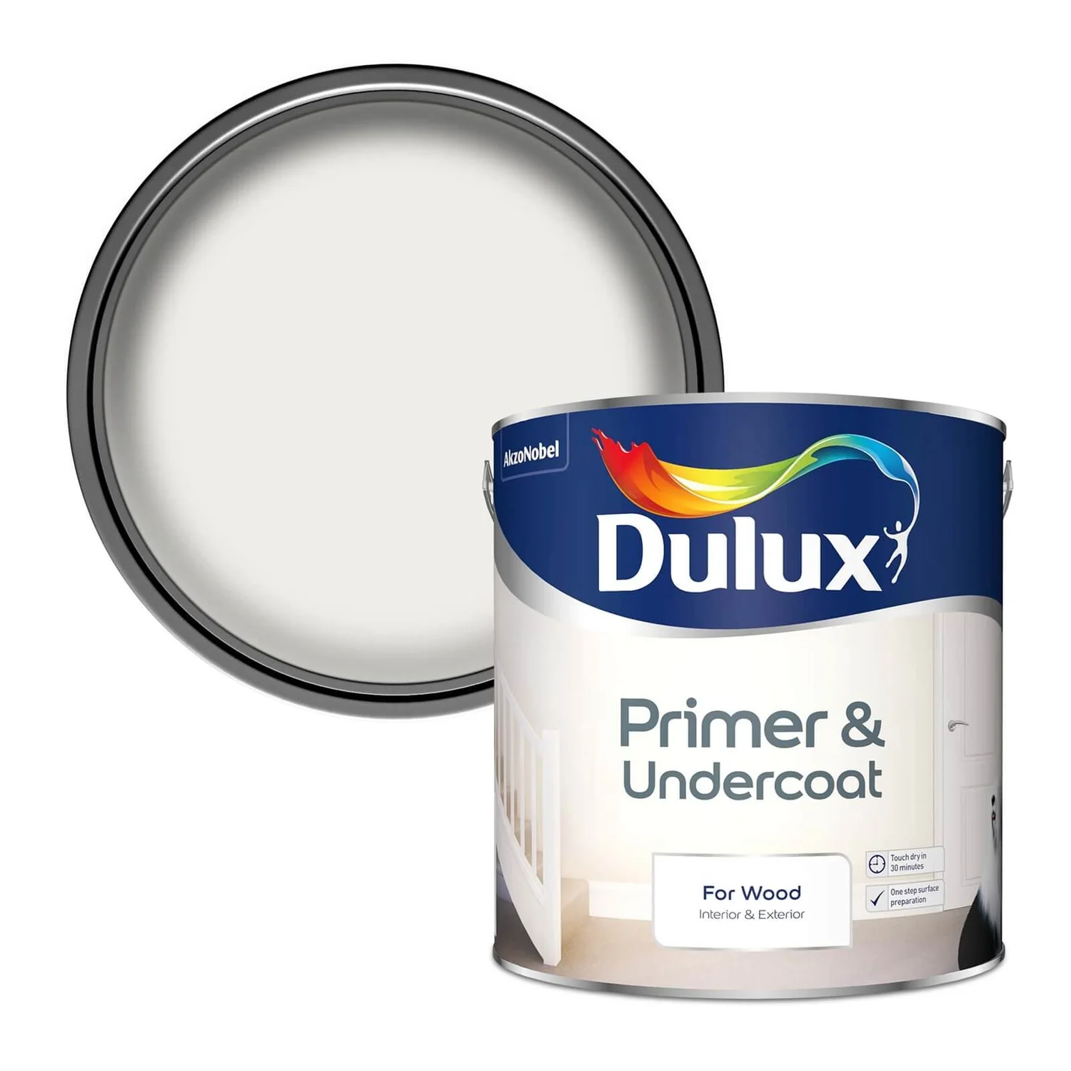 Dulux Wood Primer And Undercoat Pure Brilliant White 2.5L 3 Dulux Wood Primer And Undercoat Pure Brilliant White 2.5L