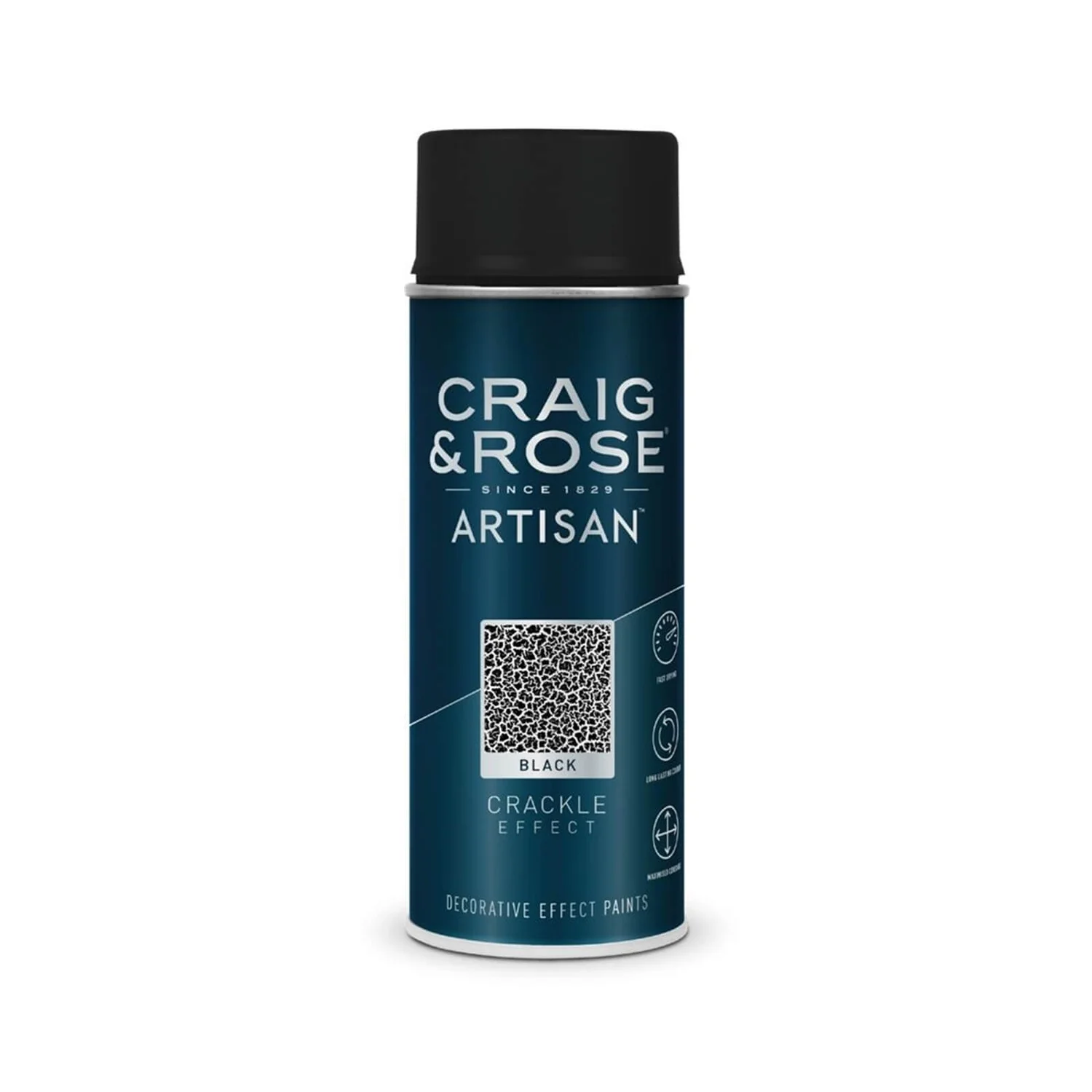 Craig & Rose Artisan Crackle Effect Spray Paint - Black - 400ml 3 Craig & Rose Artisan Crackle Effect Spray Paint - Black - 400ml