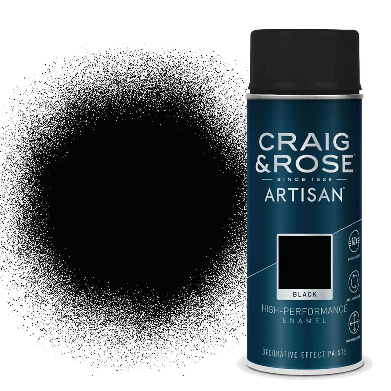 Craig & Rose Artisan Enamel Gloss Spray Paint - Black - 400ml 3 Craig & Rose Artisan Enamel Gloss Spray Paint - Black - 400ml