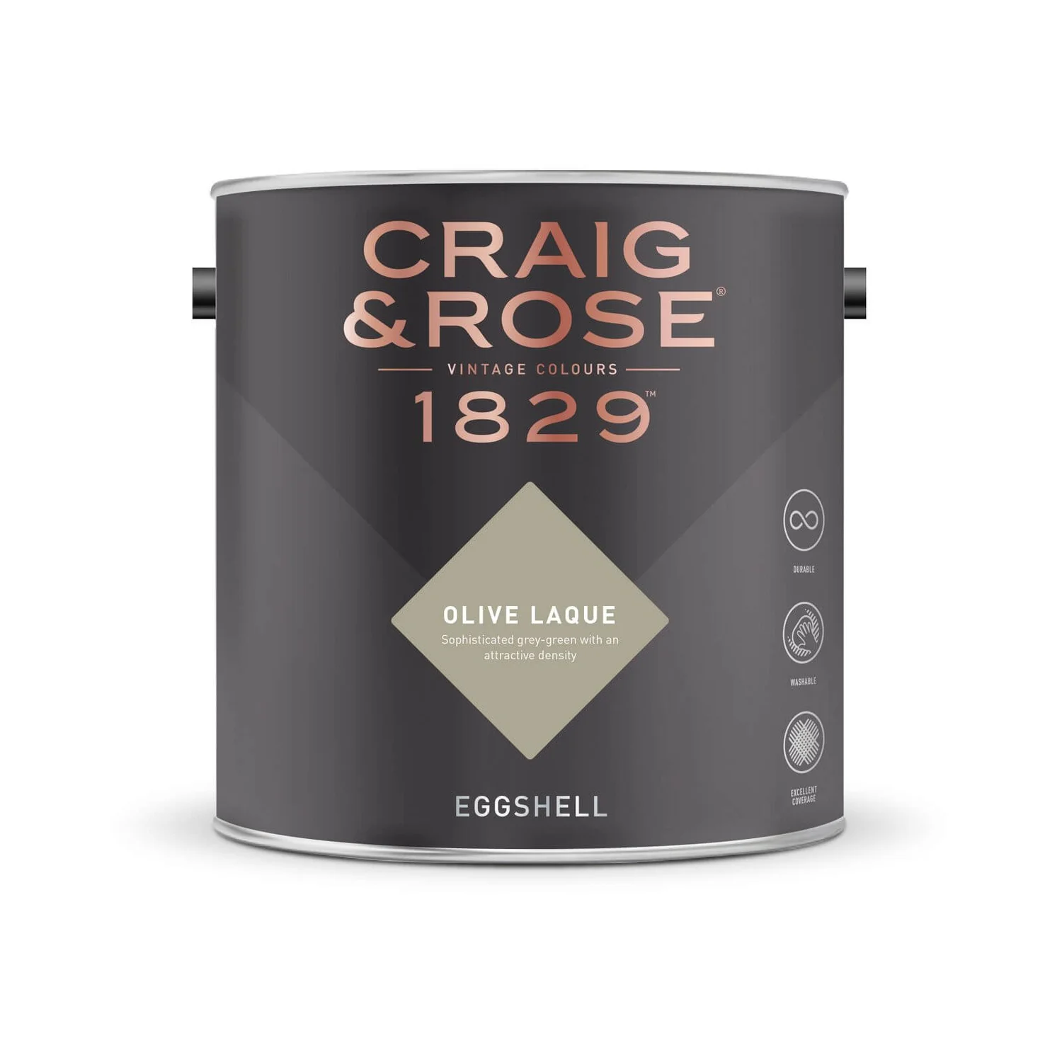 Craig & Rose 1829 Eggshell Paint Olive Laque - 2.5L 4 Craig & Rose 1829 Eggshell Paint Olive Laque - 2.5L - Image 2